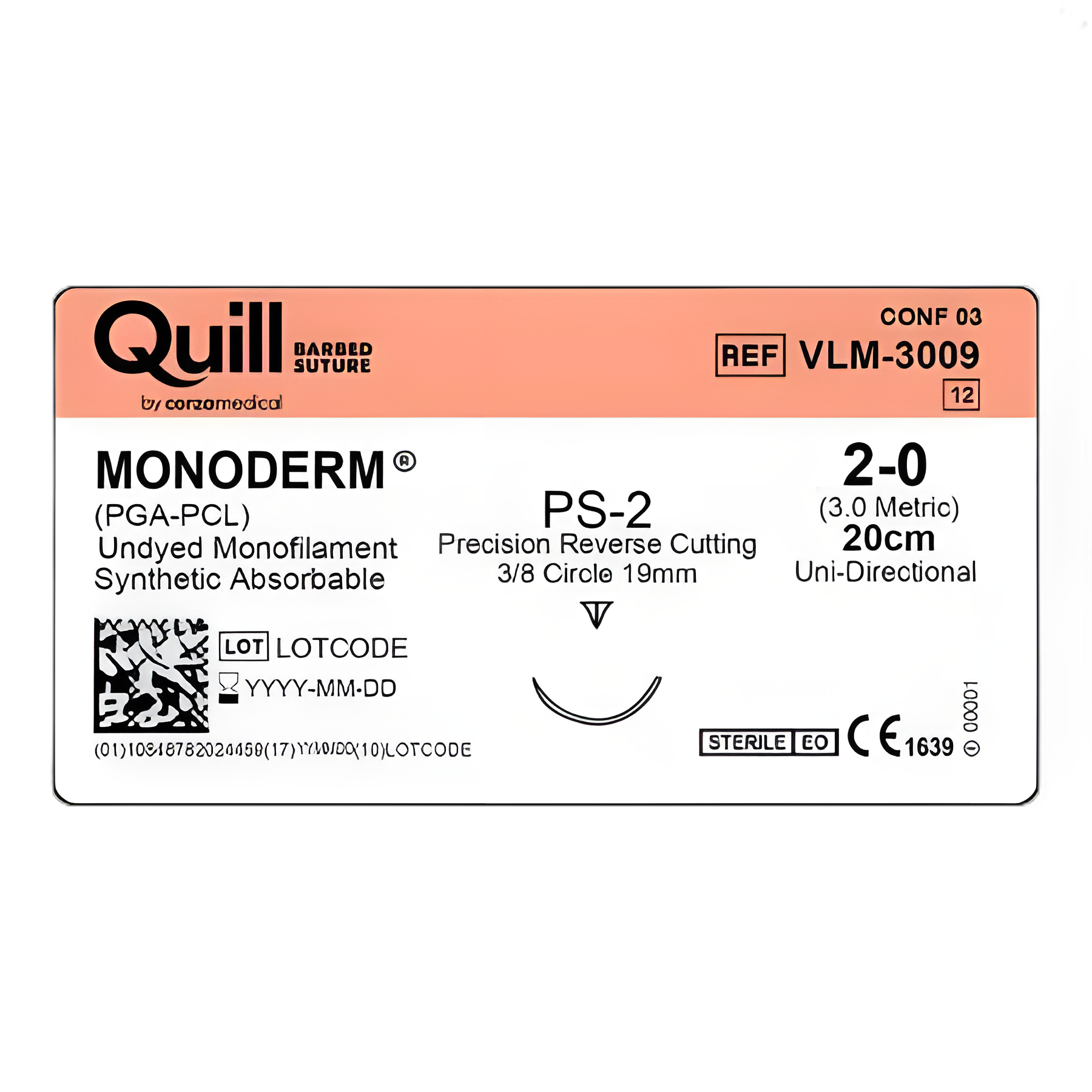 Quill Monoderm Absorbable Suture with Reverse Cutting Needle