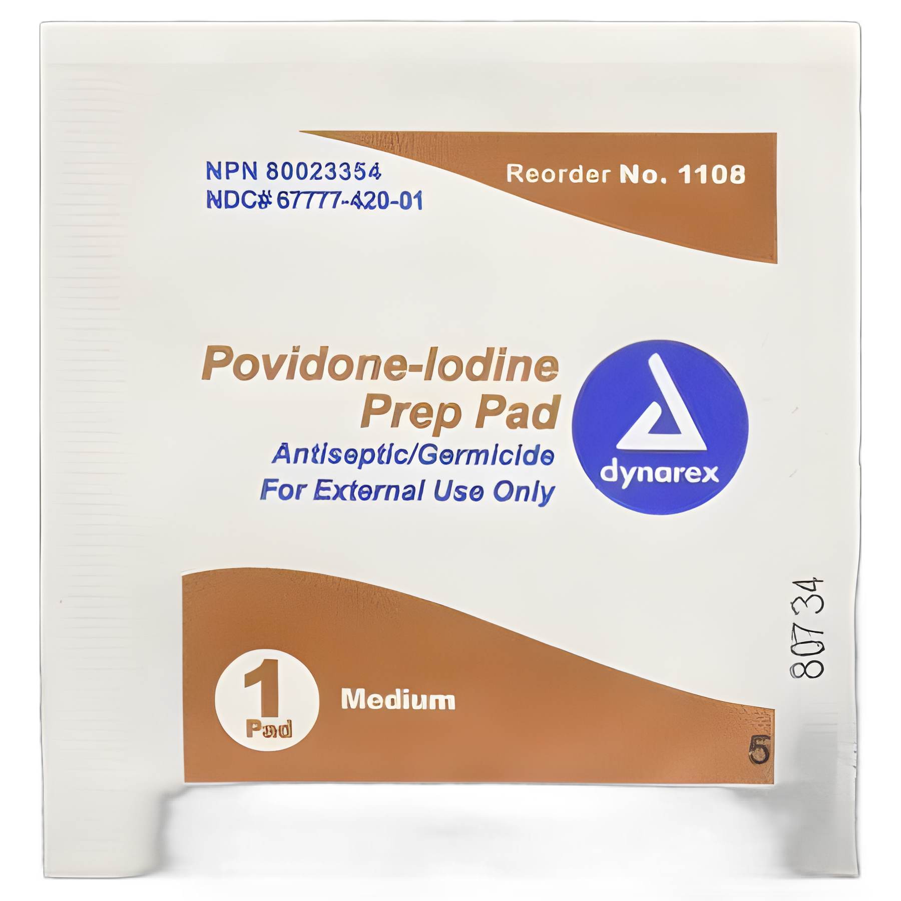 PVP Prep Pad Dynarex® 10% Strength Povidone-Iodine Individual Packet Medium NonSterile