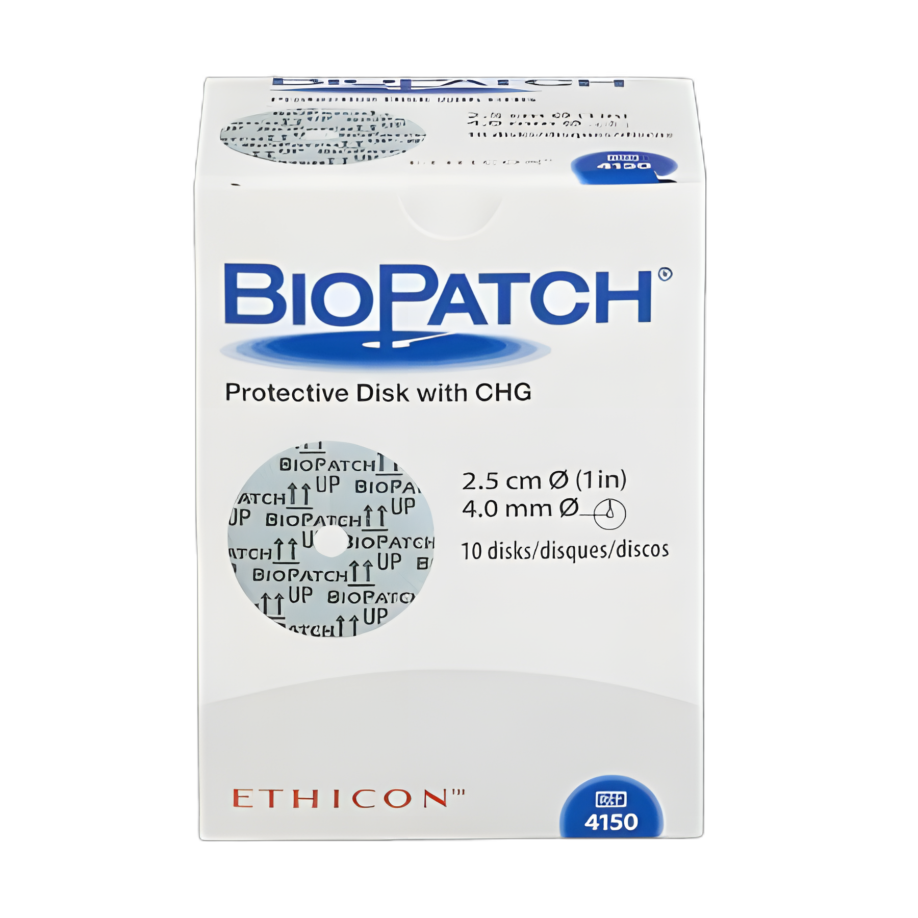 I.V. Dressing with CHG Biopatch® CHG (Chlorhexidine Gluconate) 1 Inch Disk With 4.0mm Center Hole Sterile