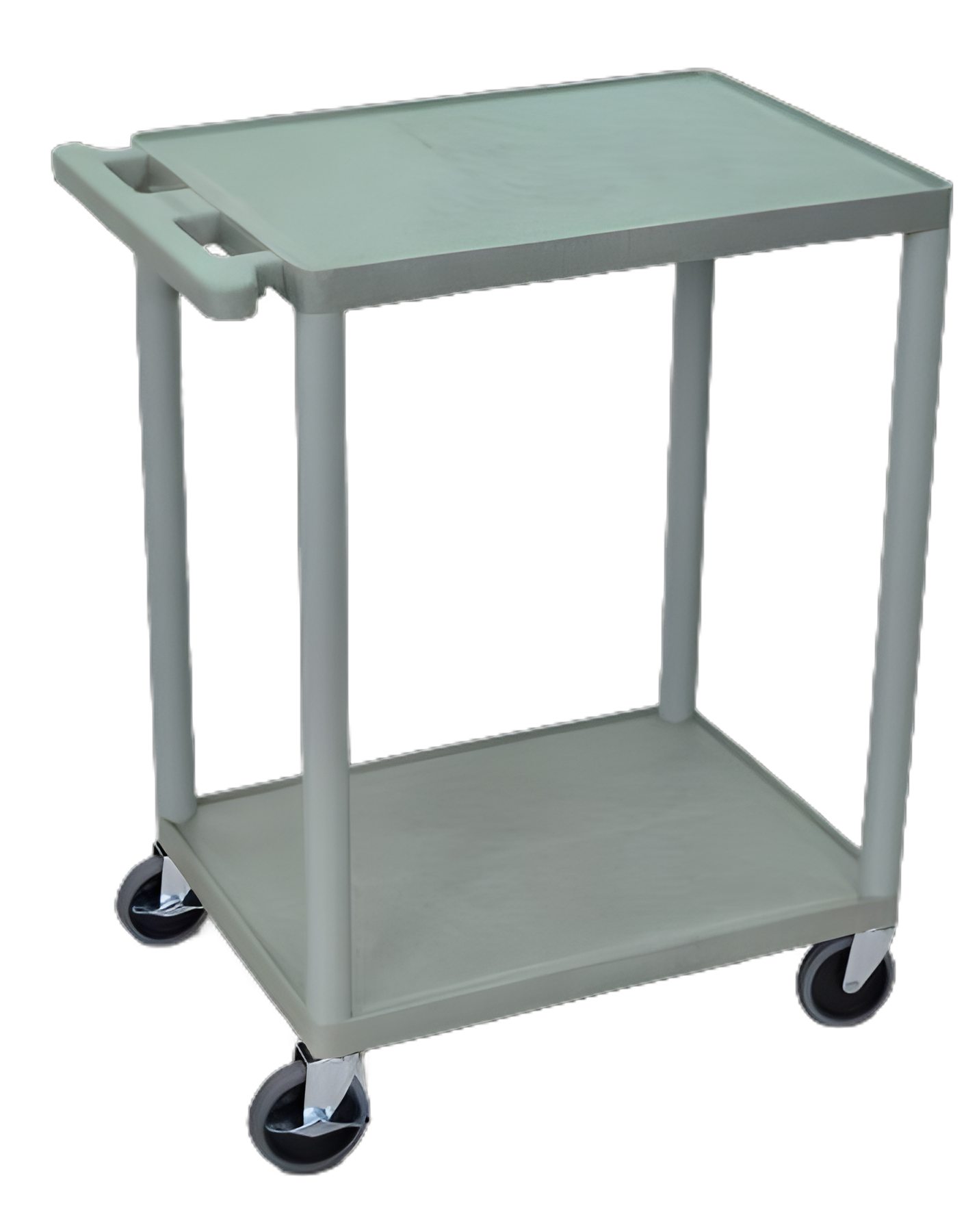 Utility Cart Polyethylene Plastic 24 X 18 X 33 Inch Gray Shelves Fat with Lip