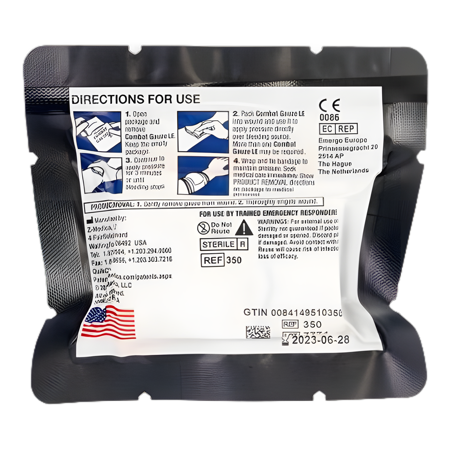 Hemostatic Dressing QuikClot® Combat Gauze LE™ 3 Inch X 4 Yard 1 Count Sterile