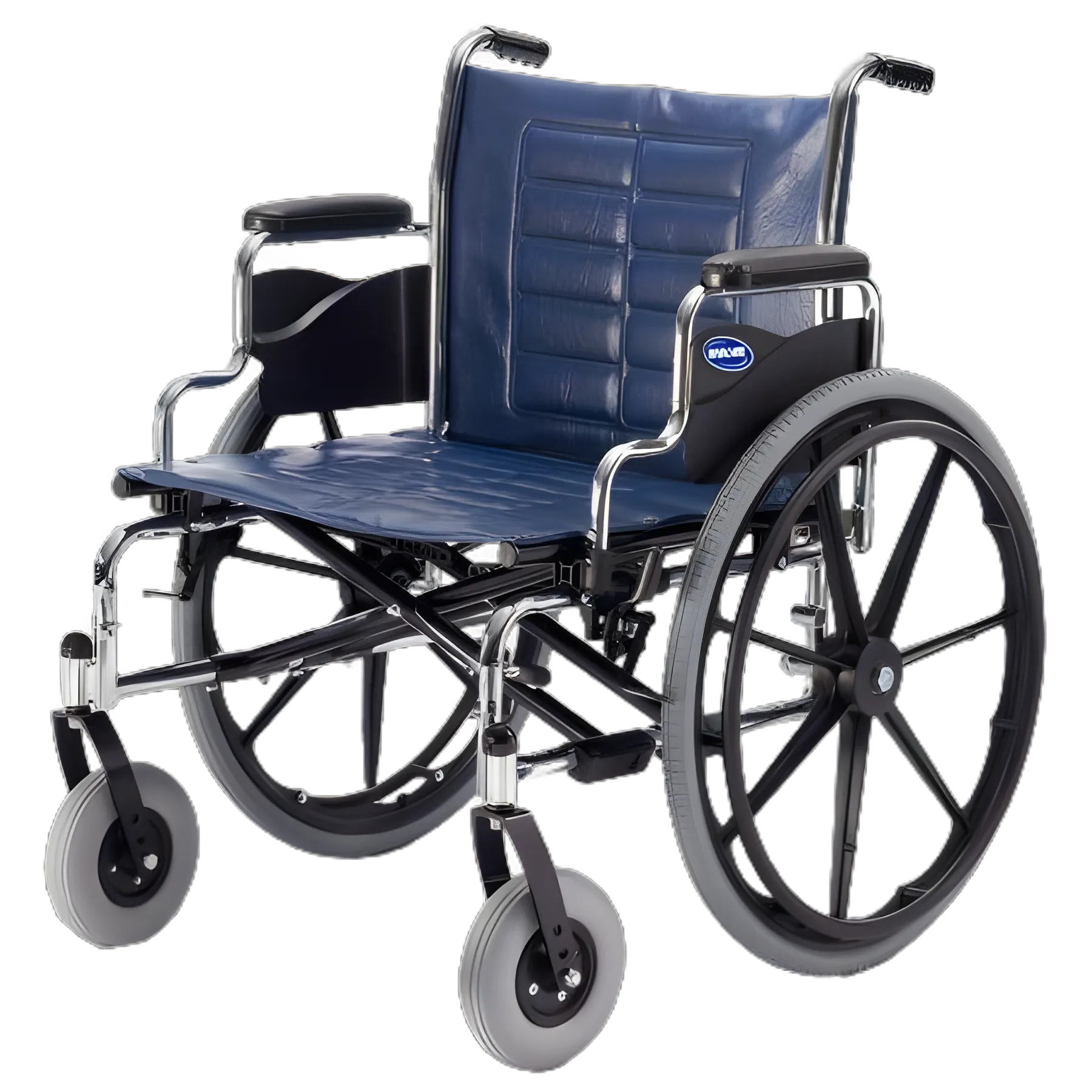 Bariatric Wheelchair Tracer® IV Heavy Duty Dual Axle Desk Length Arm Midnight Blue Upholstery 24 Inch Seat Width Adult 450 lbs. Weight Capacity