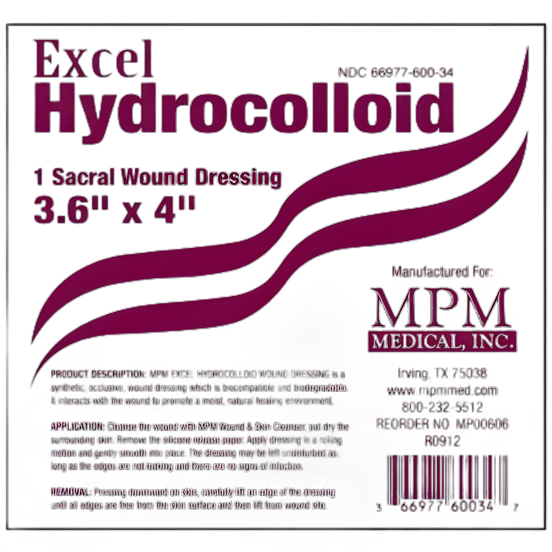 Hydrocolloid Dressing Excel 3-3/5 X 4 Inch Sacral