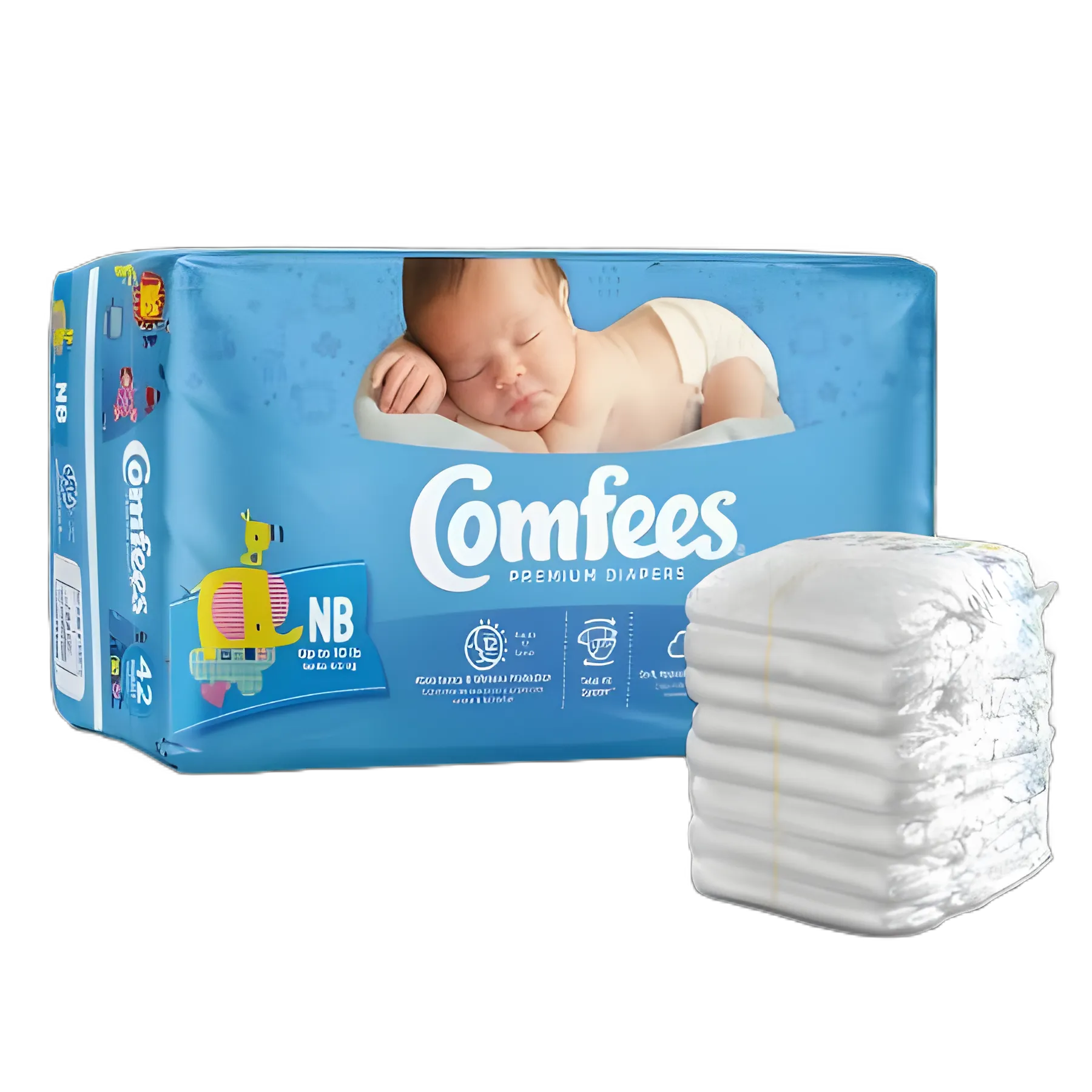 Unisex Baby Diaper Comfees® Newborn Disposable Moderate Absorbency