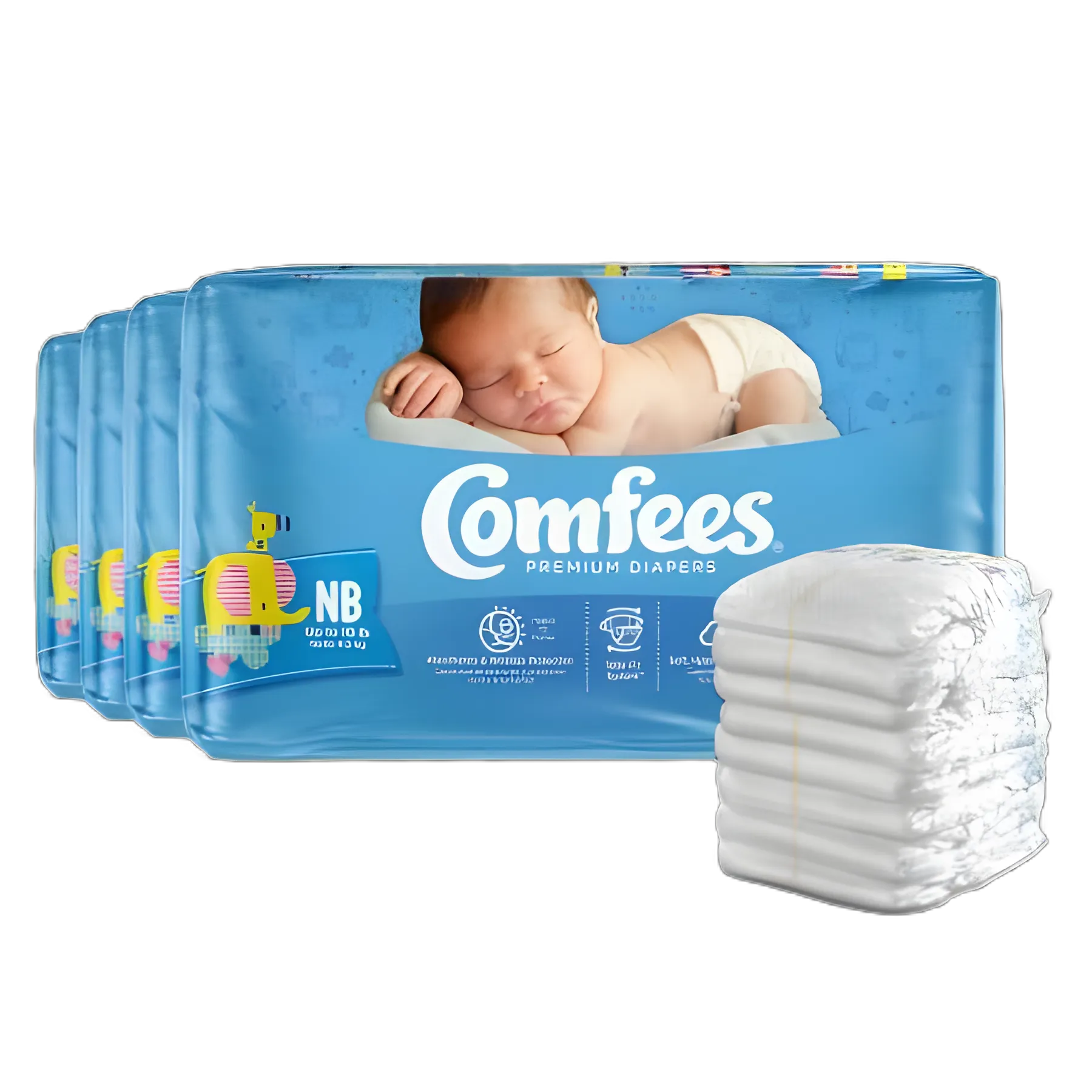 Unisex Baby Diaper Comfees® Newborn Disposable Moderate Absorbency