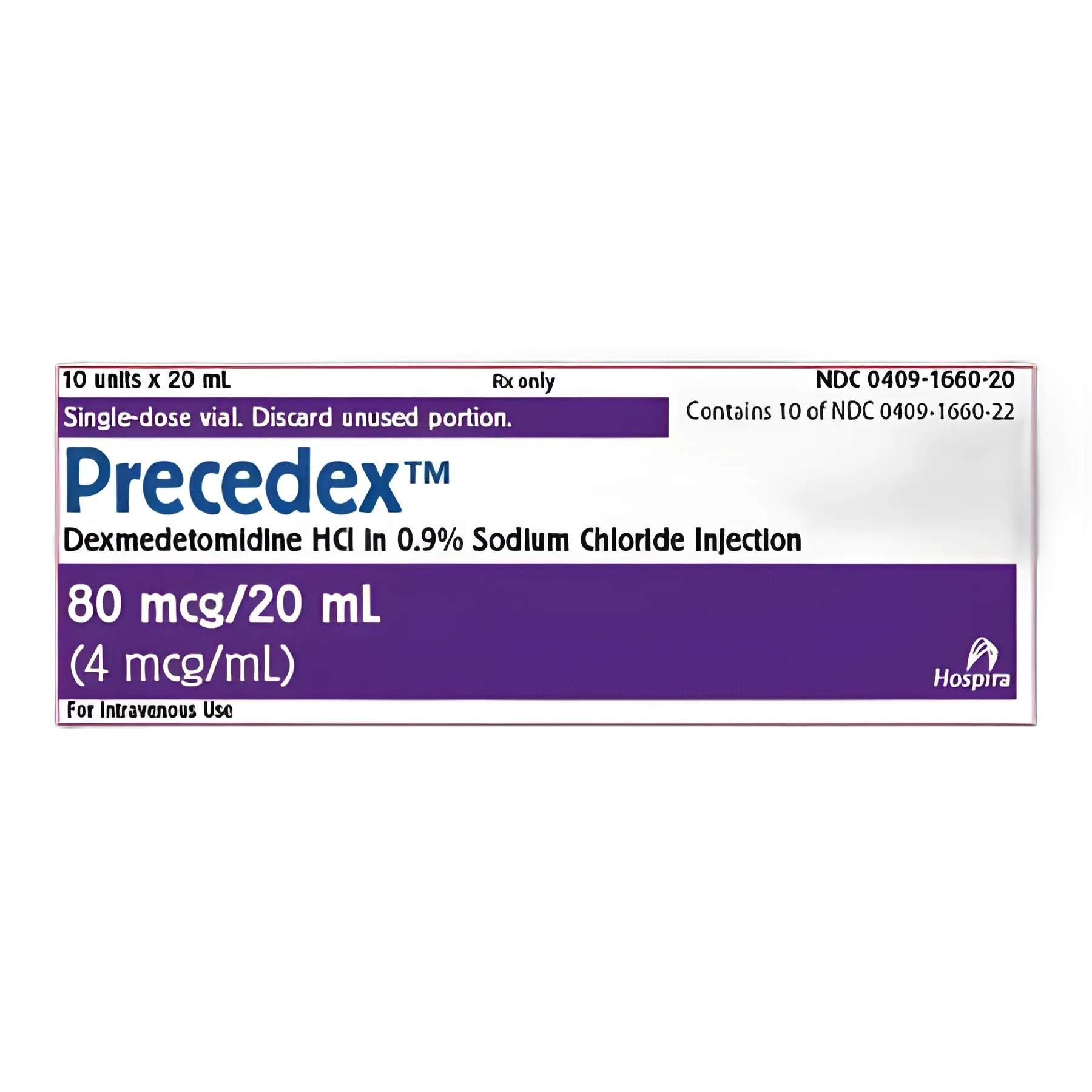 Precedex® Dexmedetomidine HCl, Preservative Free / 0.9% Sodium Chloride 4 mcg / mL Injection Single-Dose Vial 20 mL