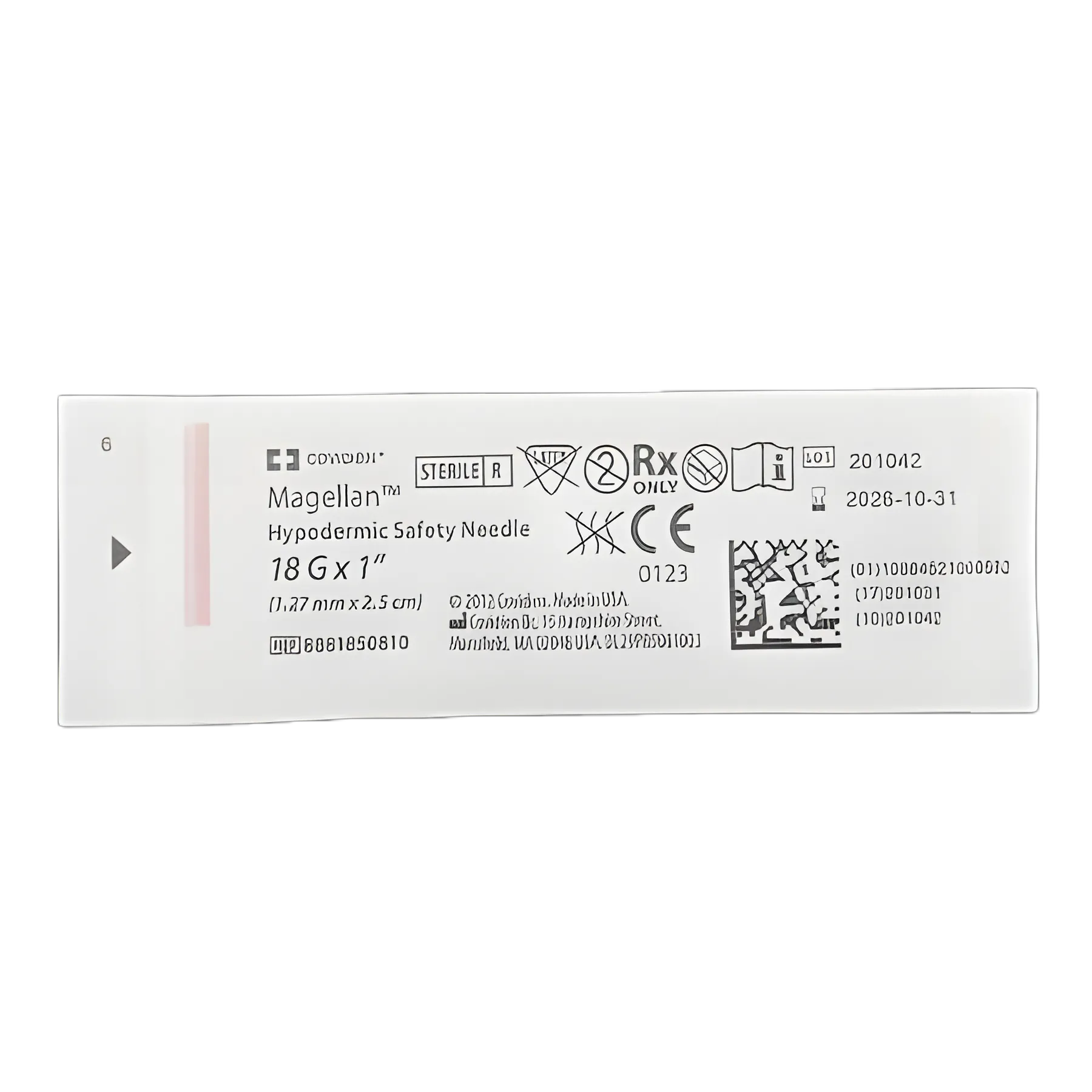 Safety Hypodermic Needle Magellan™ 1 Inch Length 18 Gauge Regular Wall Sliding Safety Needle