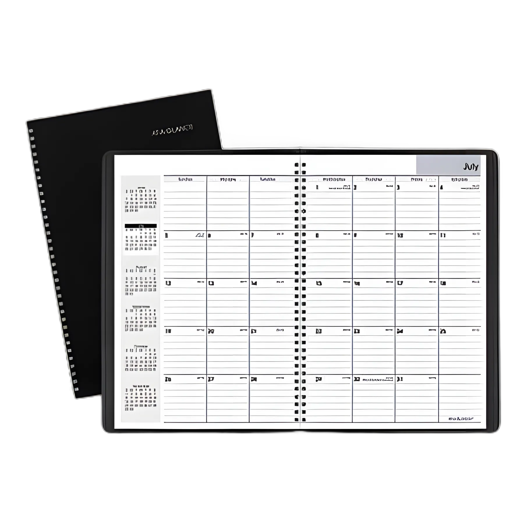 DayMinder Monthly Planner, Academic Year, Ruled Blocks, 12 x 8, Black Cover, 14-Month (July to Aug): 2023 to 2024