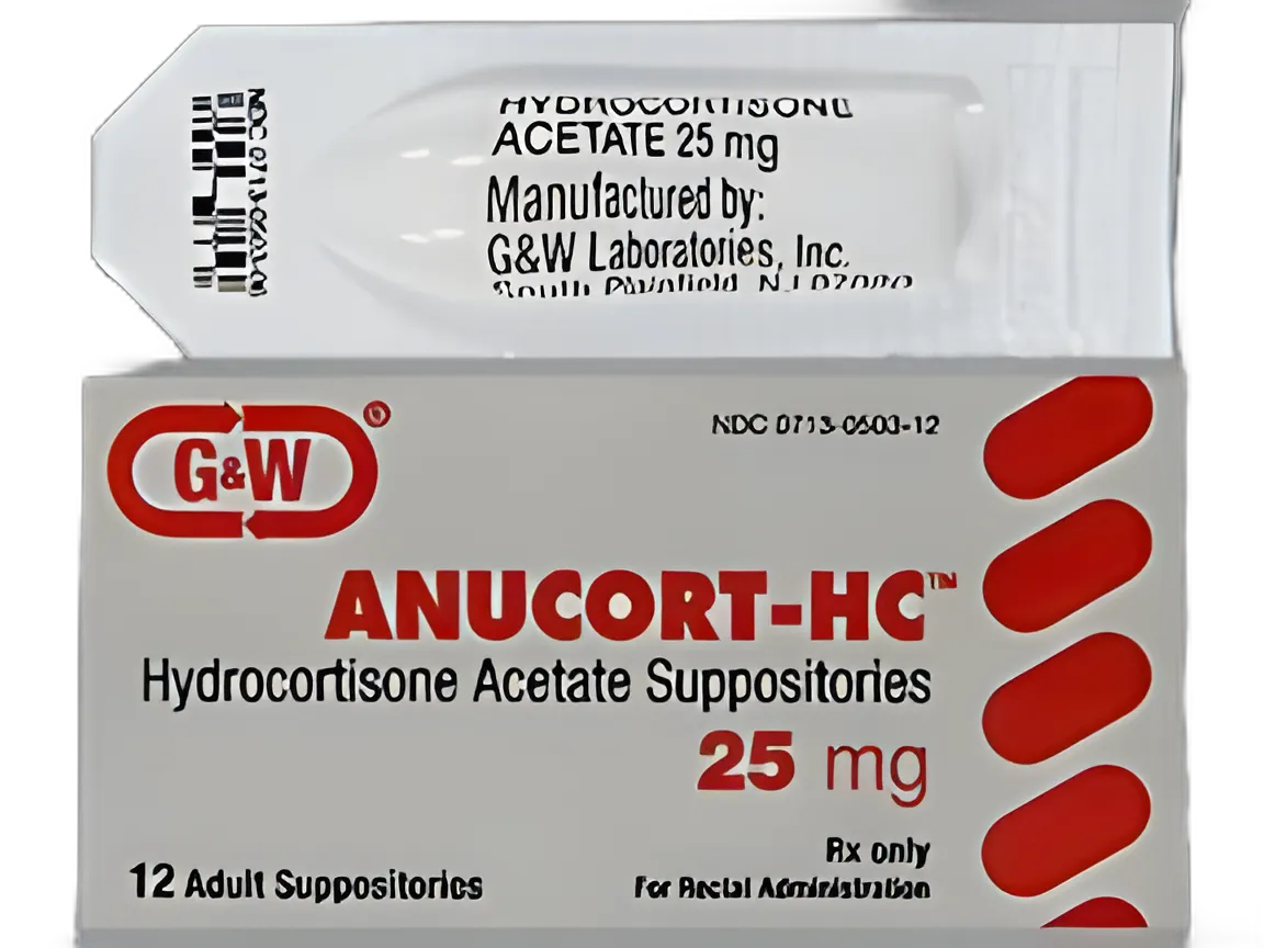 Anucort-HC™ Hydrocortisone Acetate 25 mg Suppository Foil Pack 12 Suppositories