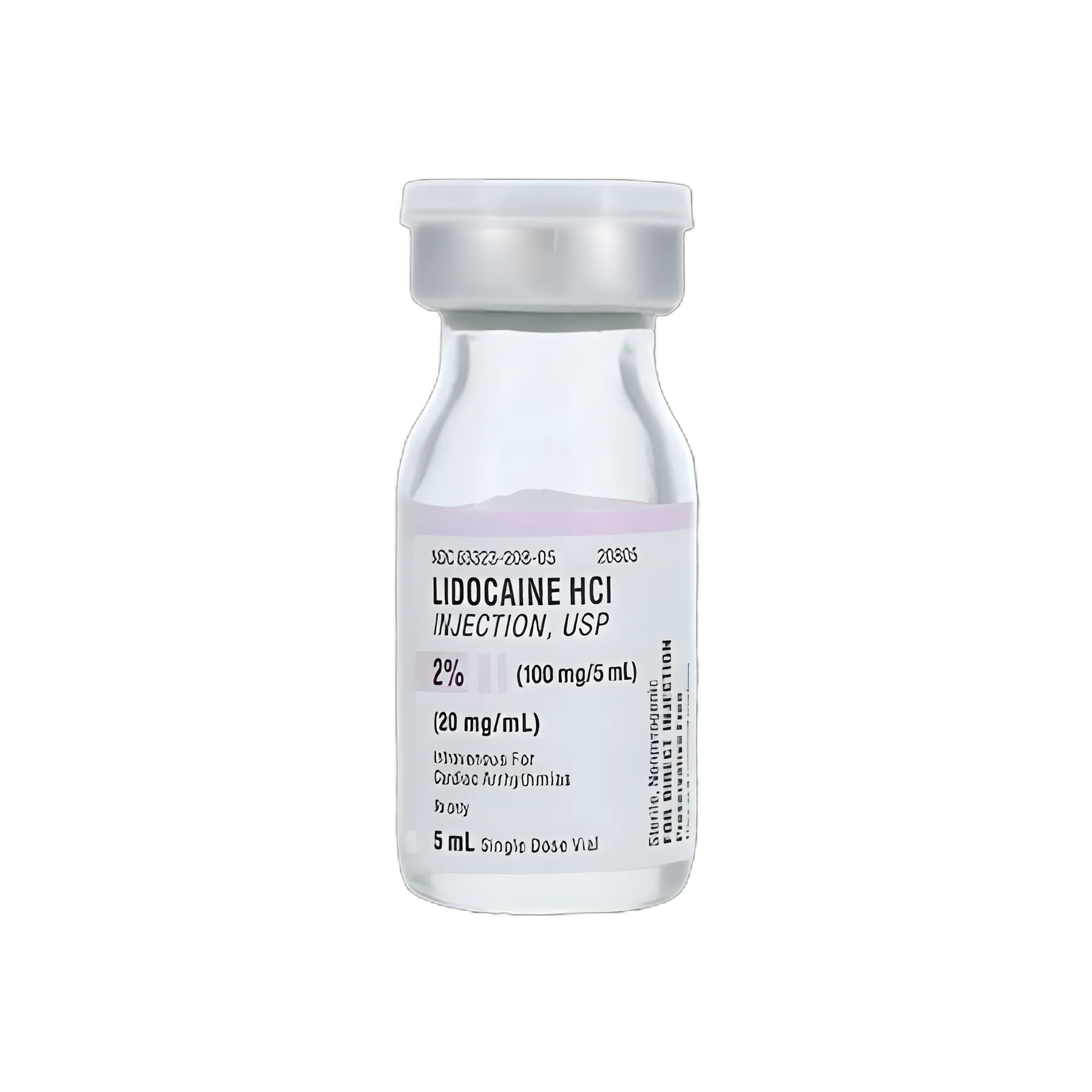 Lidocaine HCl, Preservative Free 2%, 20 mg / mL Injection Single-Dose Vial 5 mL - 1019710