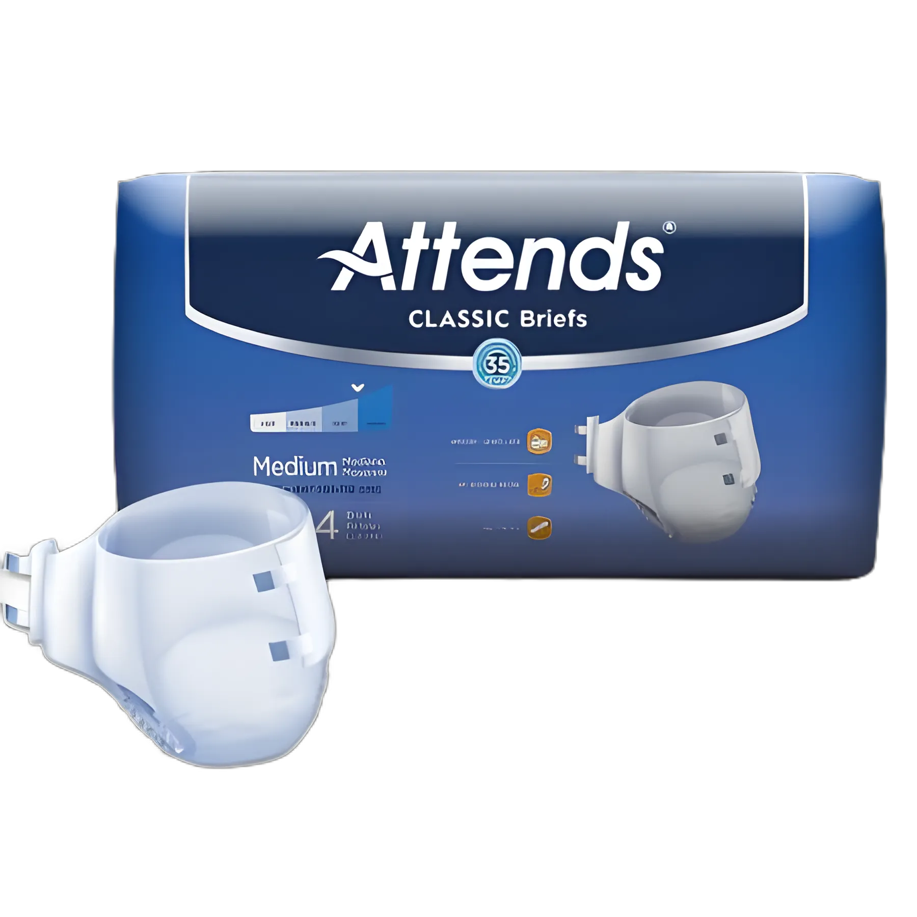 Unisex Adult Incontinence Brief Attends® Classic Medium Disposable Heavy Absorbency