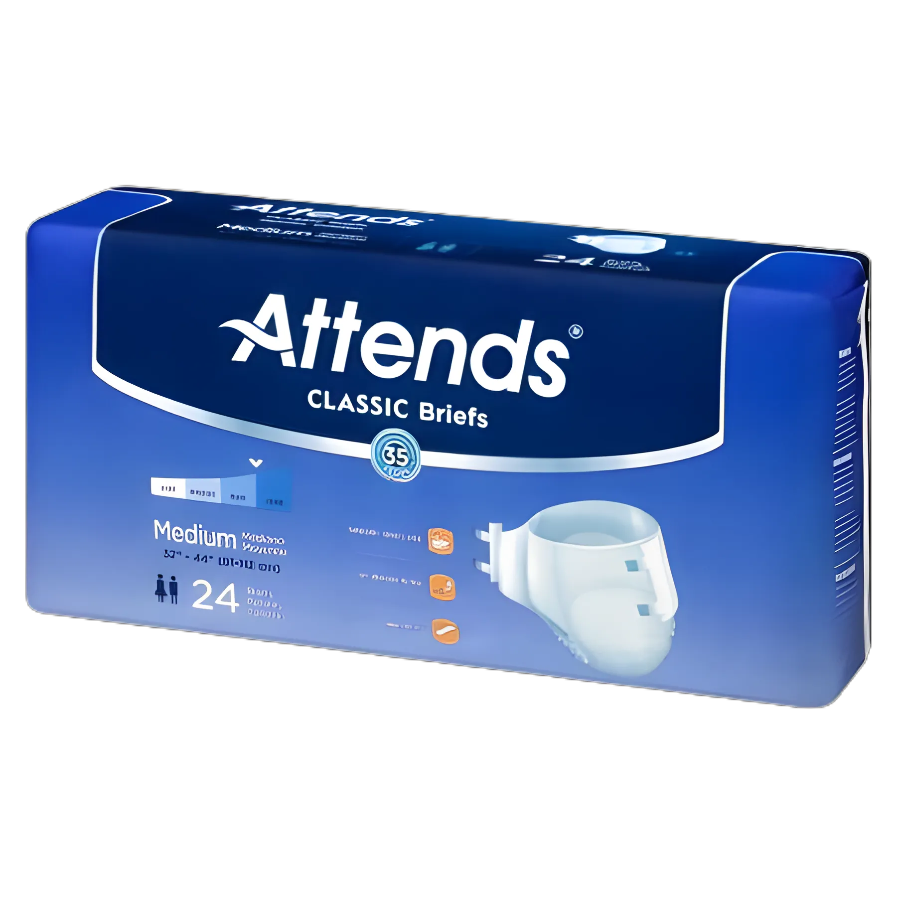 Unisex Adult Incontinence Brief Attends® Classic Medium Disposable Heavy Absorbency