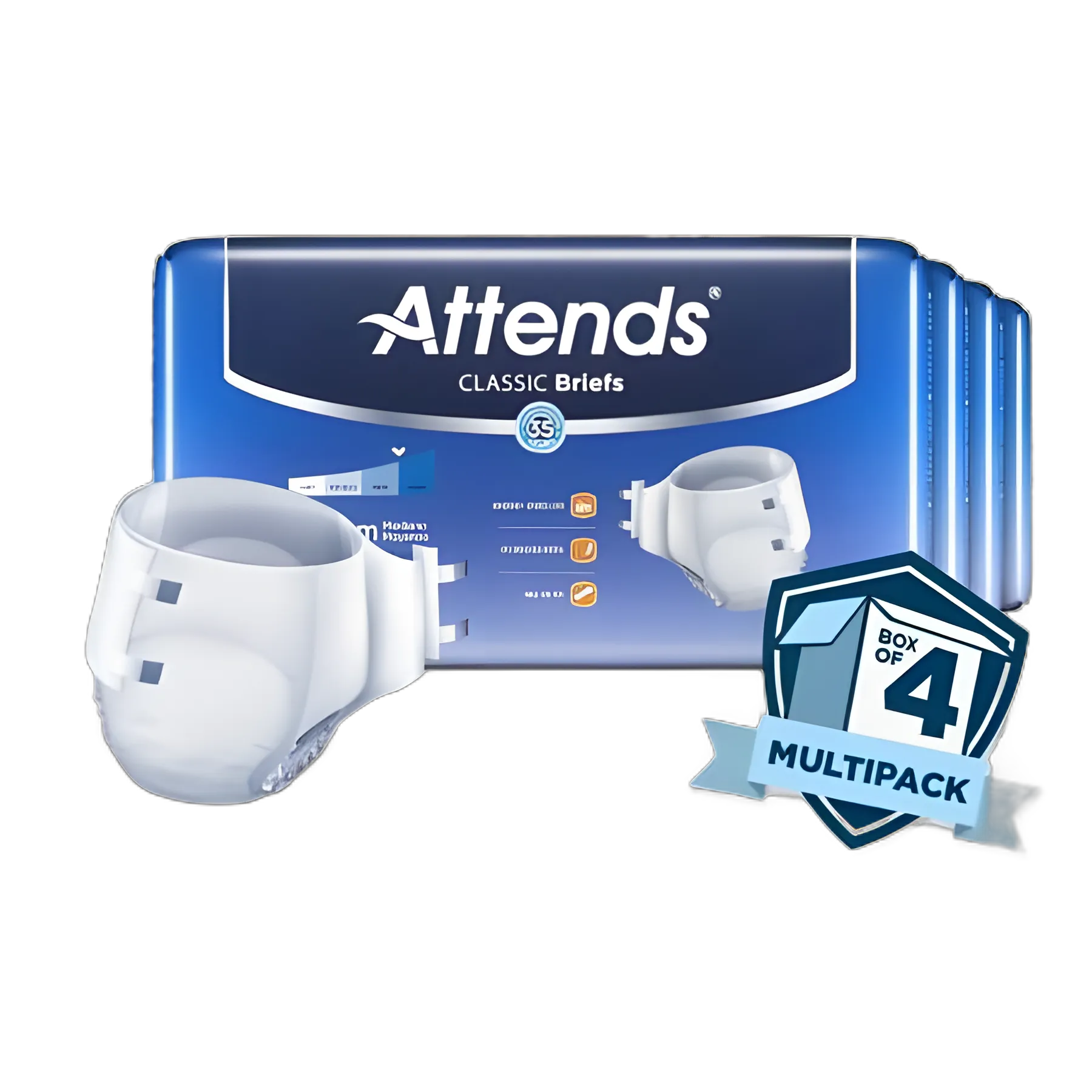 Unisex Adult Incontinence Brief Attends® Classic Medium Disposable Heavy Absorbency