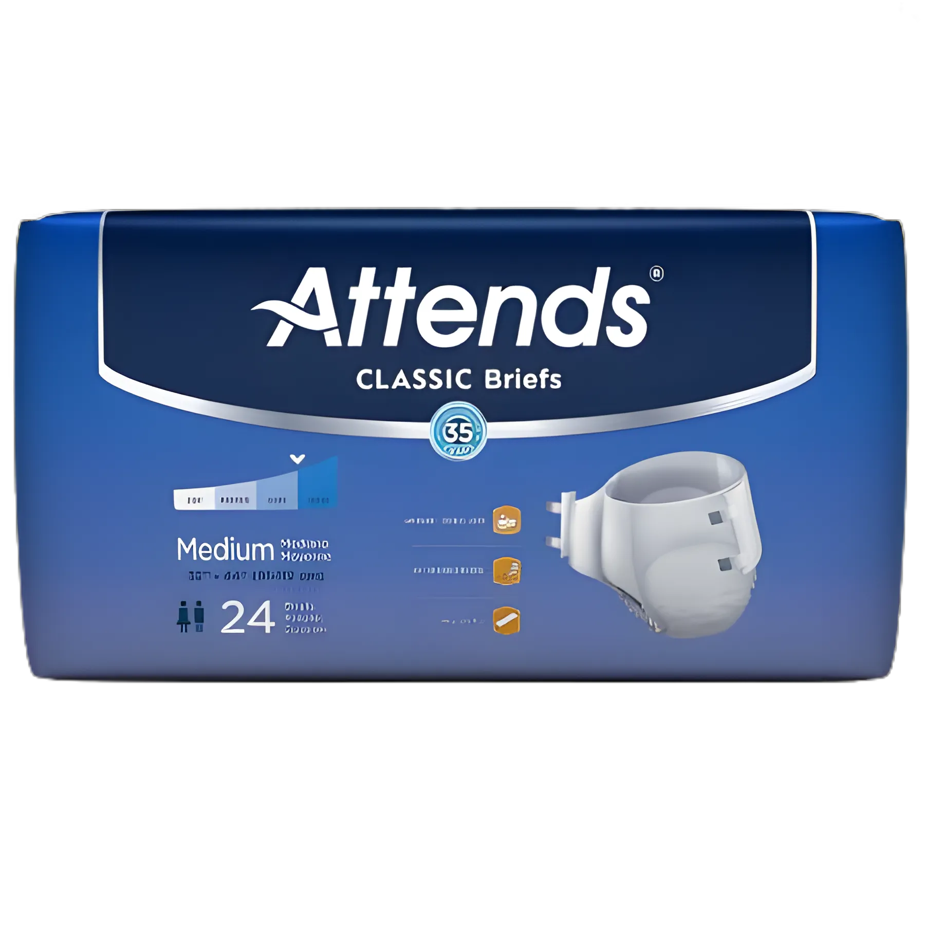 Unisex Adult Incontinence Brief Attends® Classic Medium Disposable Heavy Absorbency