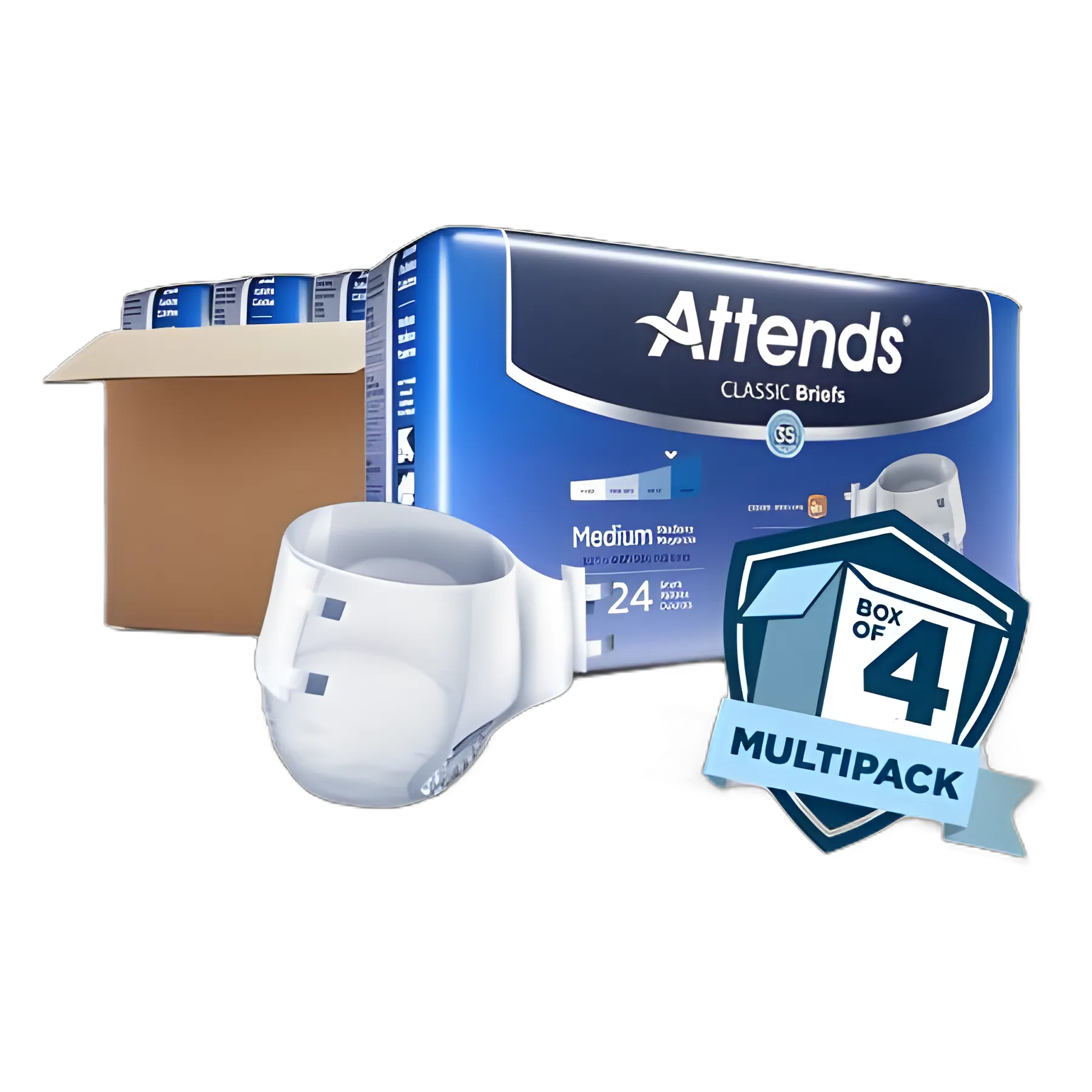 Unisex Adult Incontinence Brief Attends® Classic Medium Disposable Heavy Absorbency