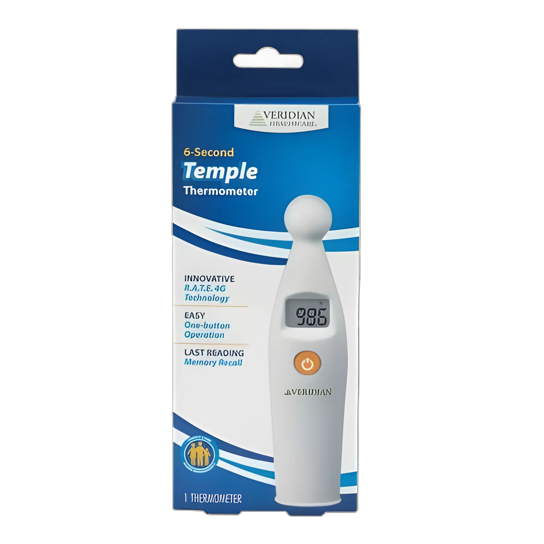 Temporal Contact Thermometer Veridian Infrared Skin Probe Handheld