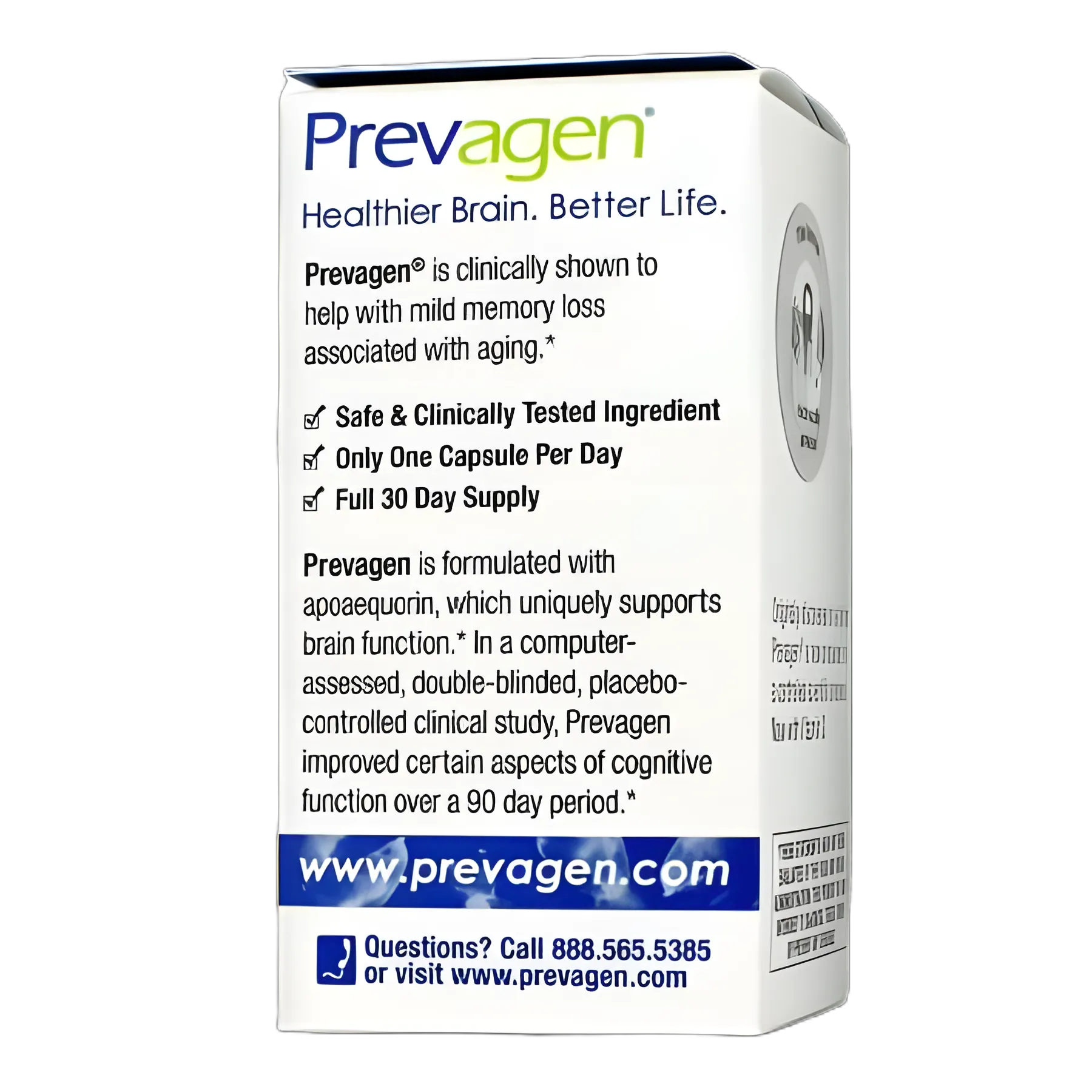 Brain Health Supplement Prevagen® Vitamin D / Apoaequorin 50 mcg / 10 mg Strength Capsule 30 per Bottle