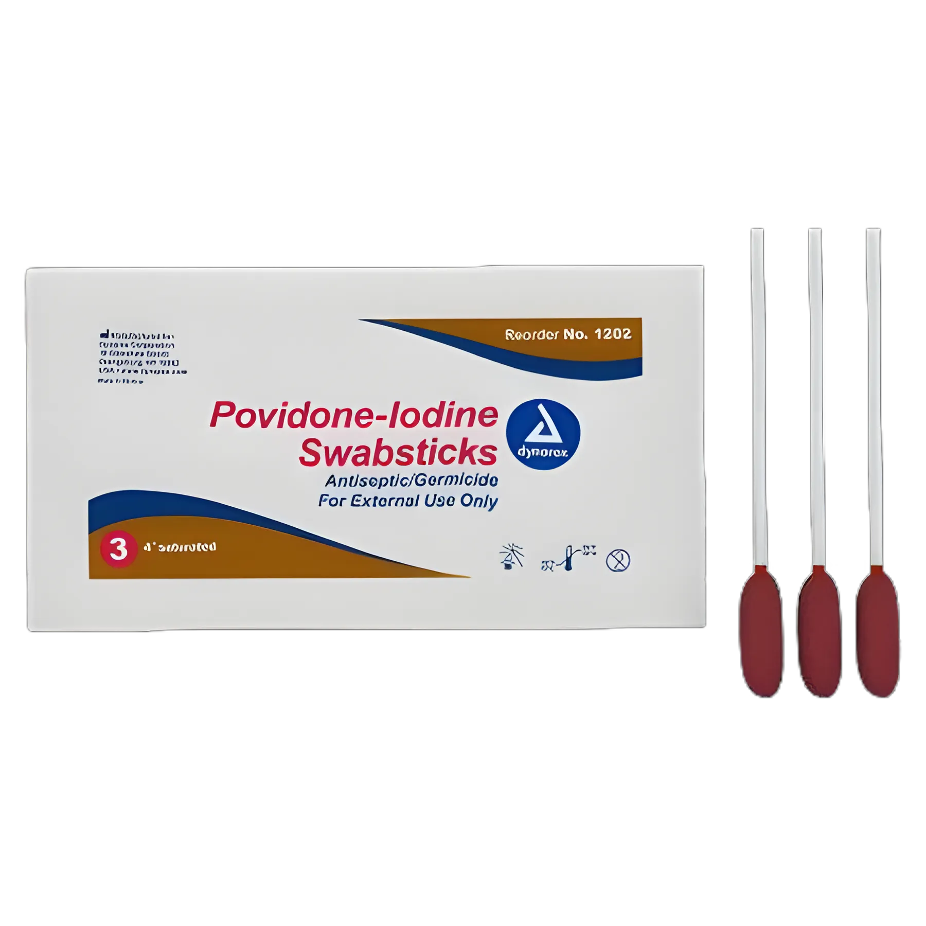 Dynarex Povidone-Iodine 10% Swabsticks - Single Use, NonSterile