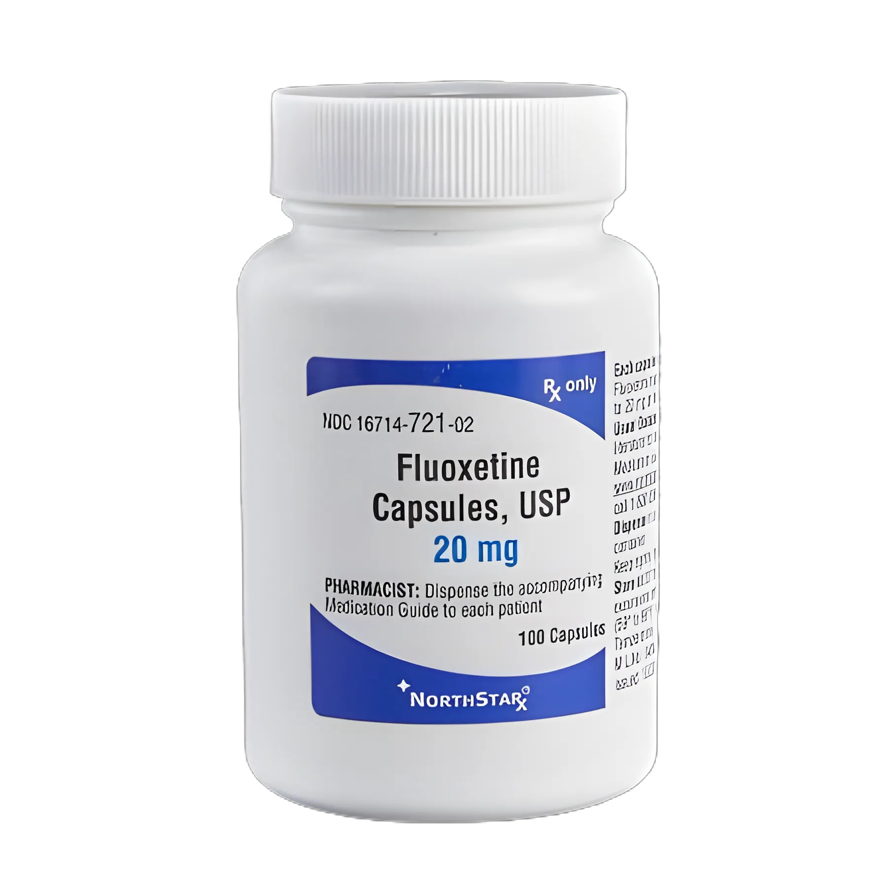 Fluoxetine HCl 20 mg Capsule Bottle 100 Capsules