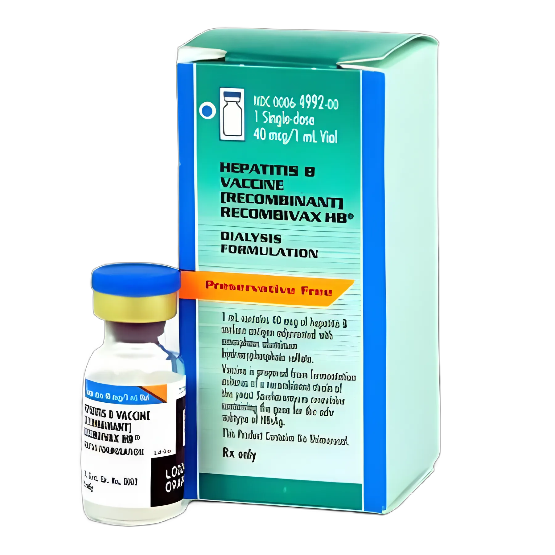 Recombivax HB® Dialysis Formulation Hepatitis B Vaccine Indicated for People 18 Years of Age and Older 40 mcg / mL Injection Single-Dose Vial 1 mL