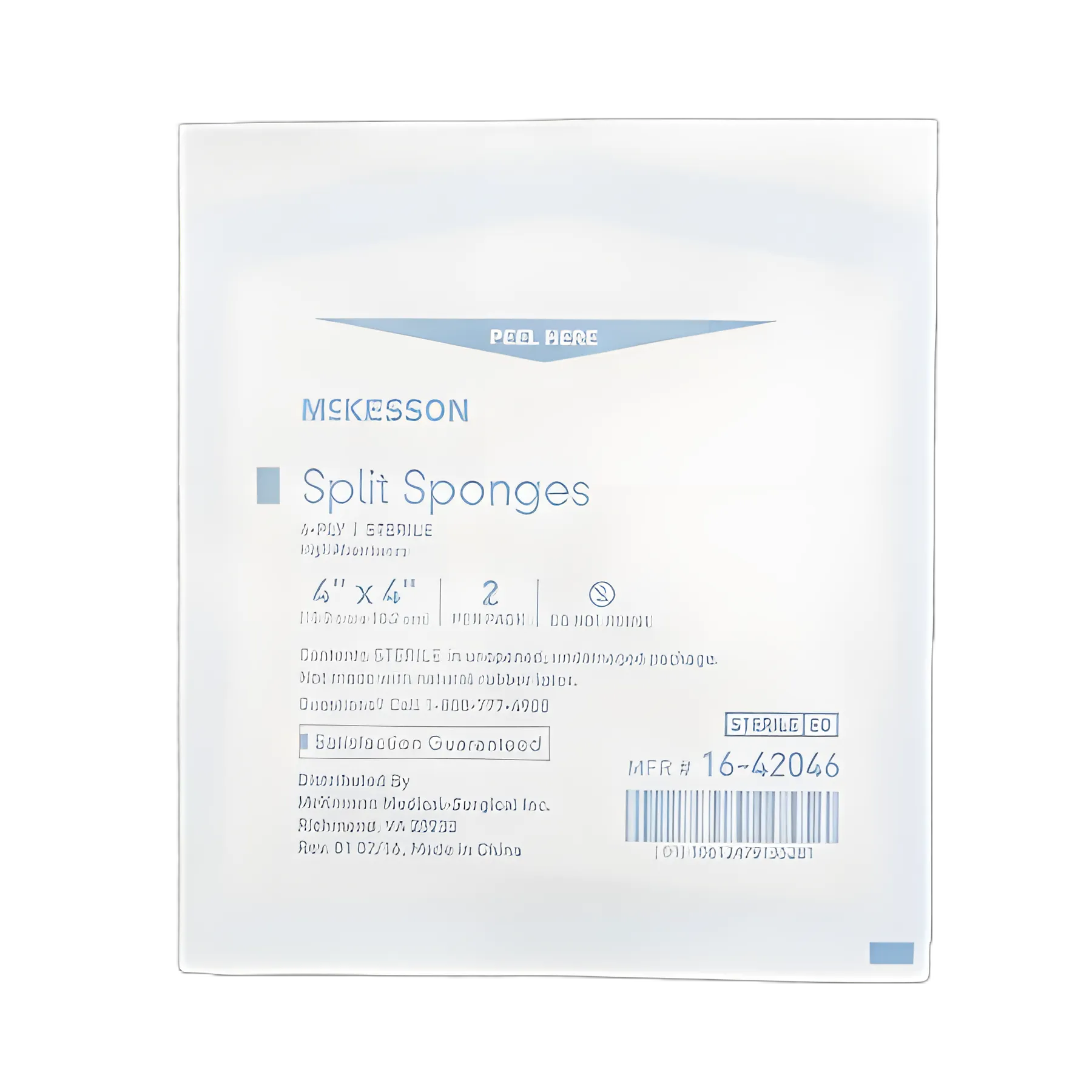 Split Sponges McKesson 4 X 4 Inch Sterile 6-Ply - 16-42046