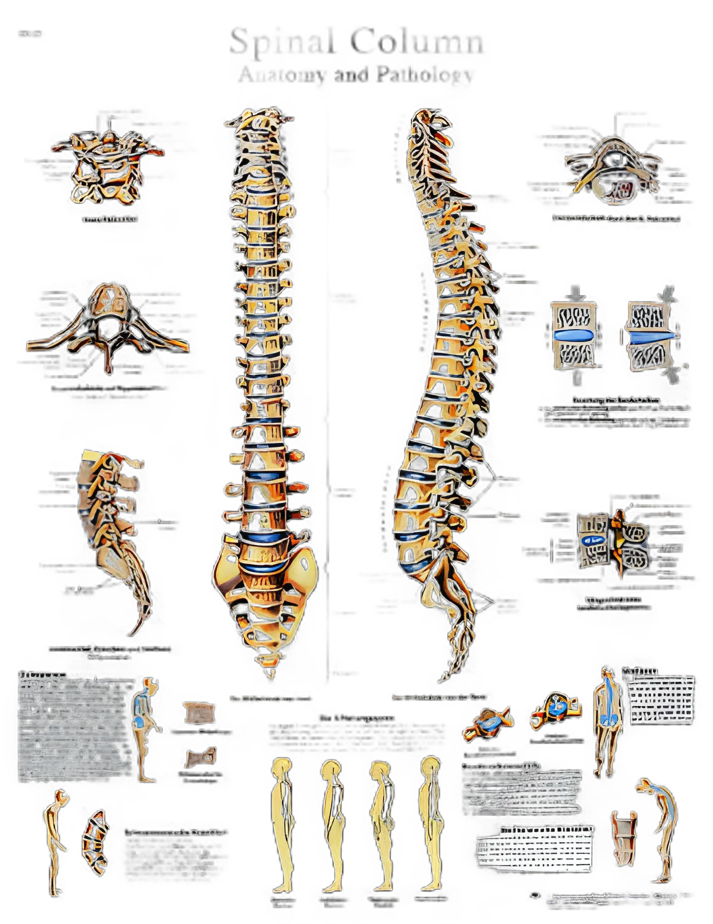 Anatomical Chart Spinal Column 20 X 20 Inch Laminated - USA MedPremium