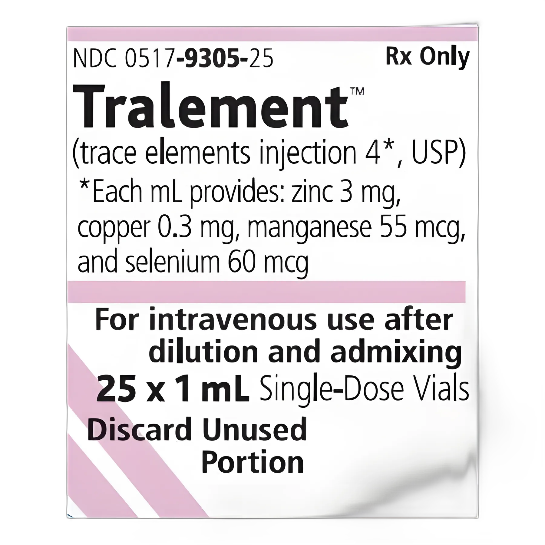 Tralement™ Trace Elements Zinc, Copper, Manganese, Selenium Injection - 1 mL Single-Dose Vial
