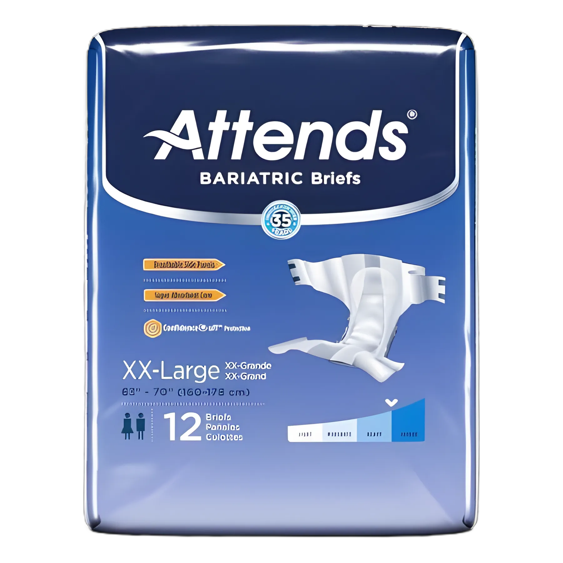 Unisex Adult Incontinence Brief Attends® Bariatric 2X-Large Disposable Heavy Absorbency