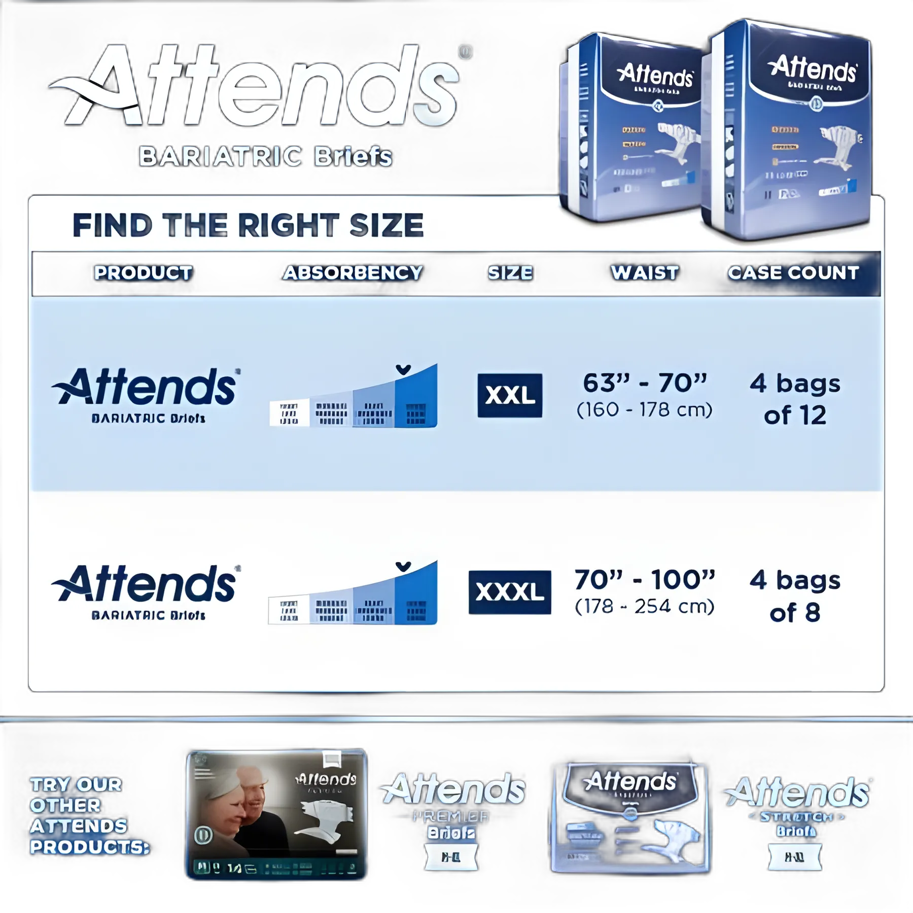 Unisex Adult Incontinence Brief Attends® Bariatric 2X-Large Disposable Heavy Absorbency