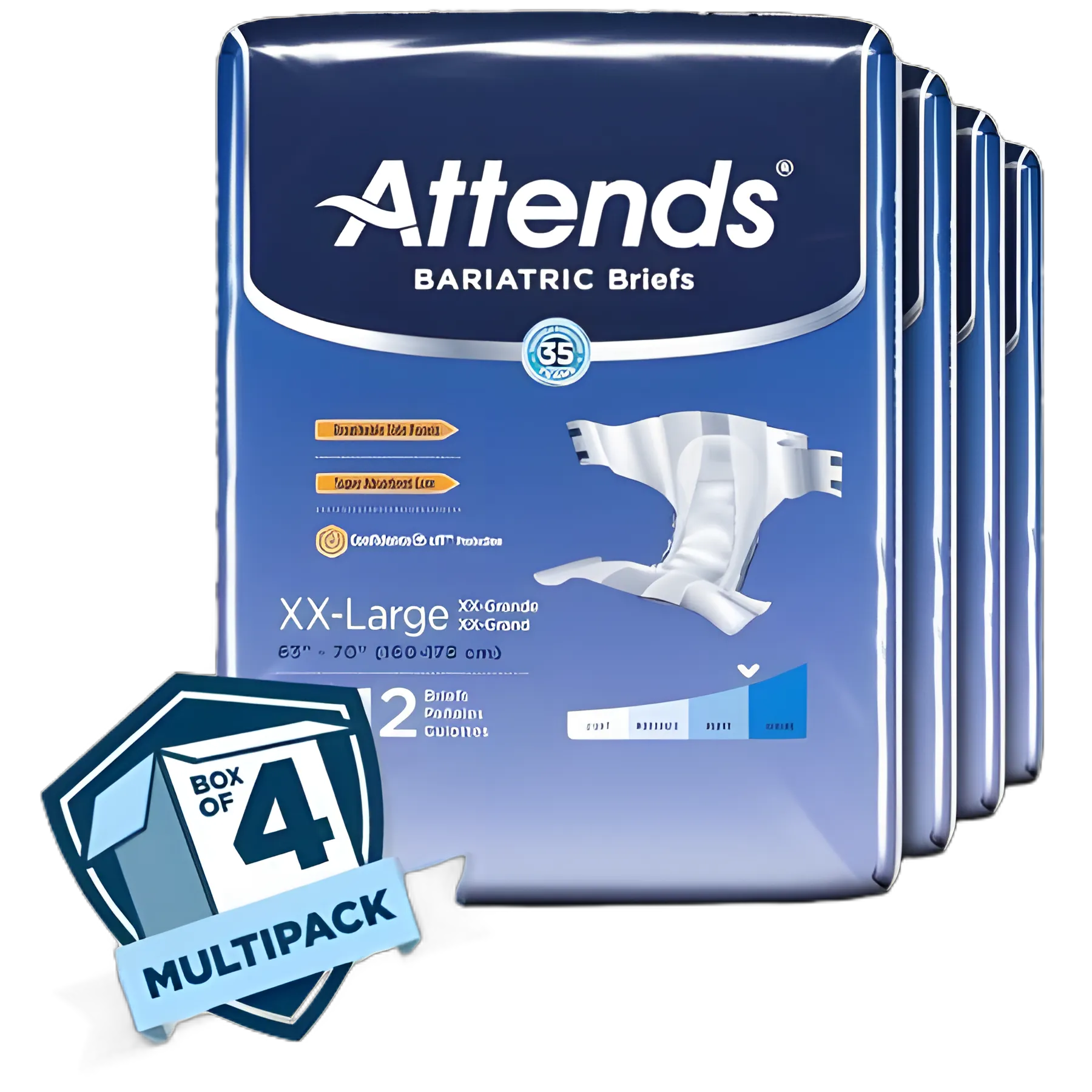 Unisex Adult Incontinence Brief Attends® Bariatric 2X-Large Disposable Heavy Absorbency