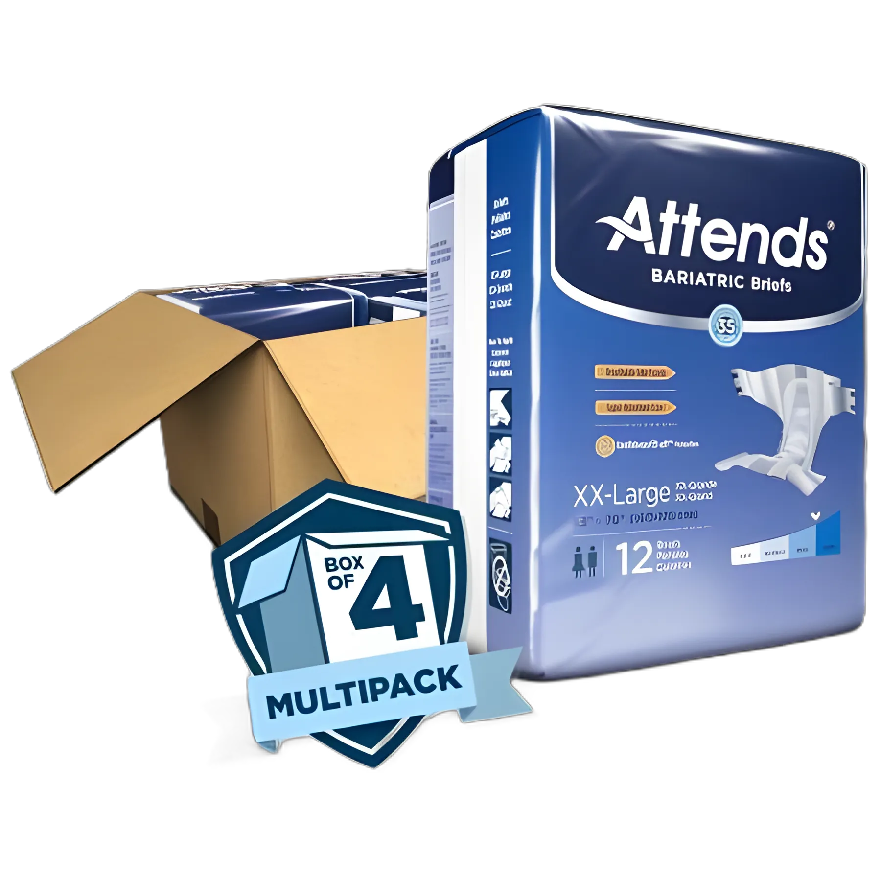 Unisex Adult Incontinence Brief Attends® Bariatric 2X-Large Disposable Heavy Absorbency