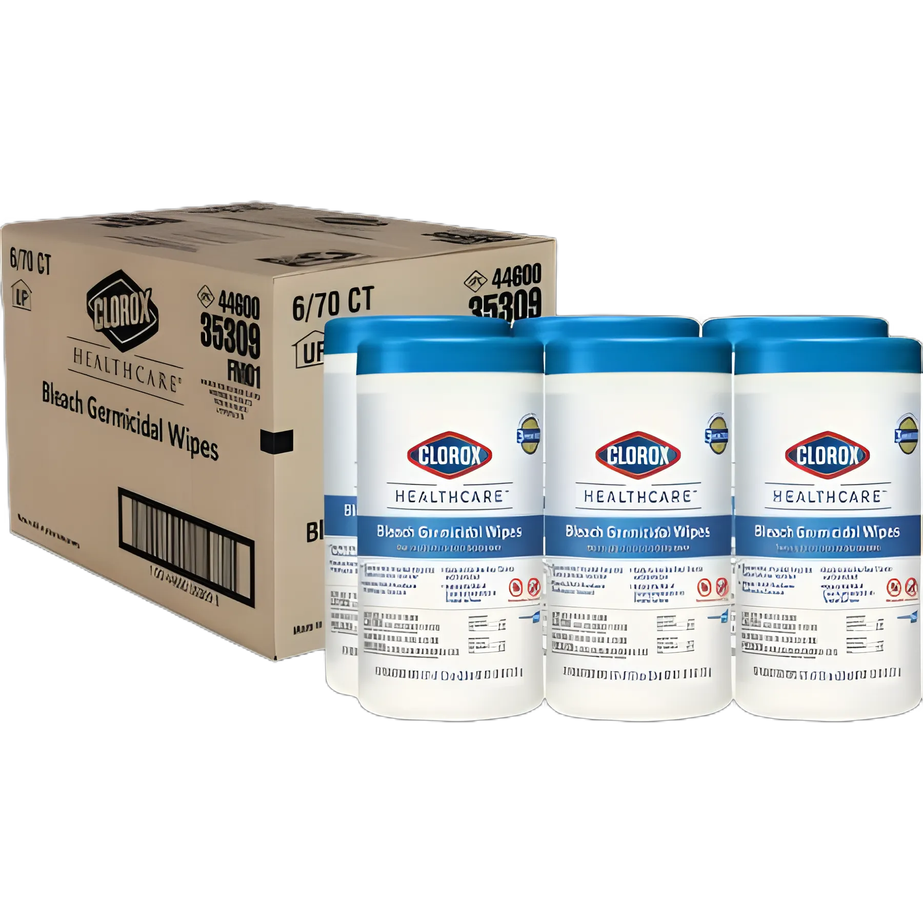 Clorox Healthcare® Surface Disinfectant Cleaner Premoistened Bleach Germicidal Manual Pull Wipe 70 Count Canister Chlorine Scent NonSterile