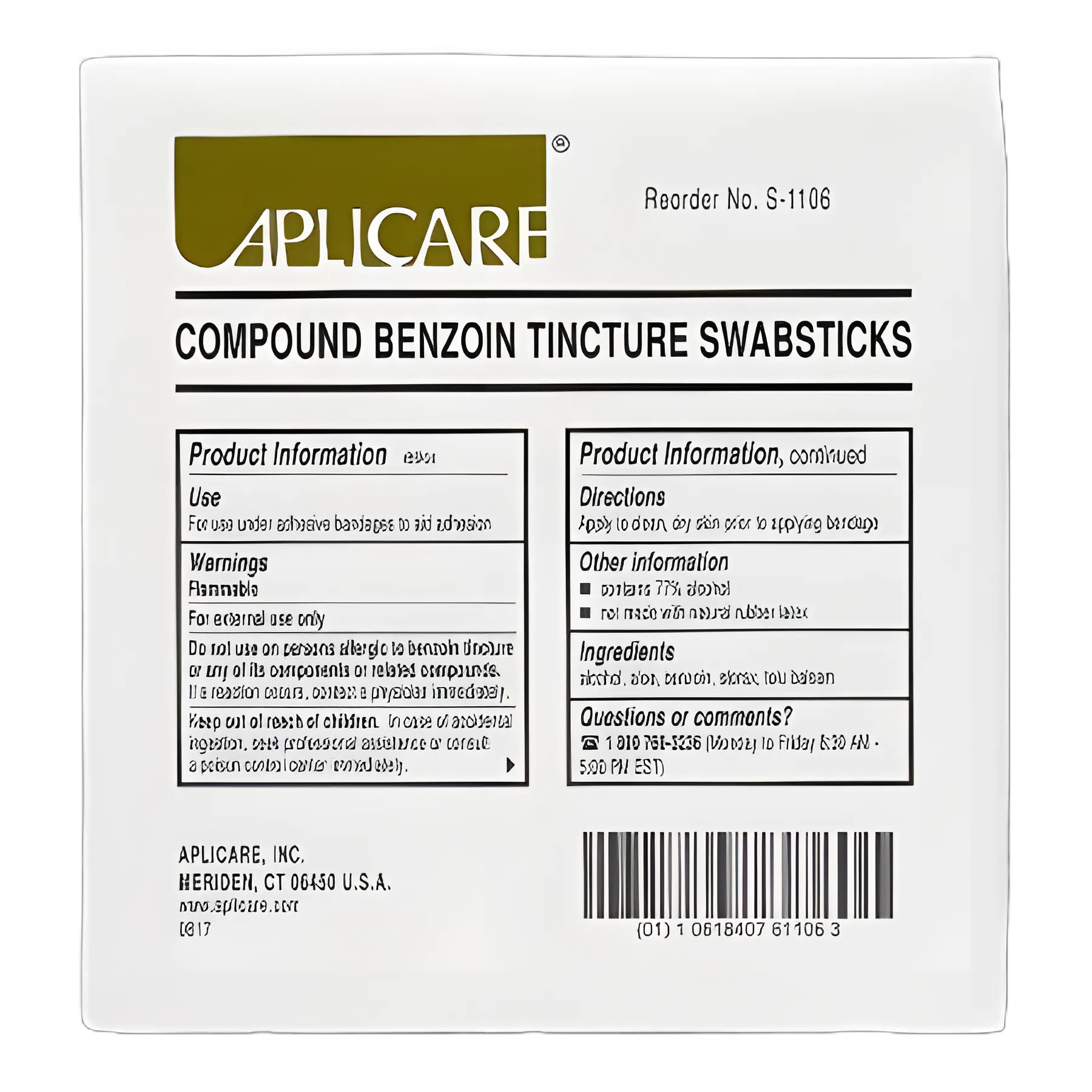 Impregnated Swabstick Aplicare® 77% Strength Ethyl Alcohol / Compound Benzoin Tincture Individual Packet Sterile