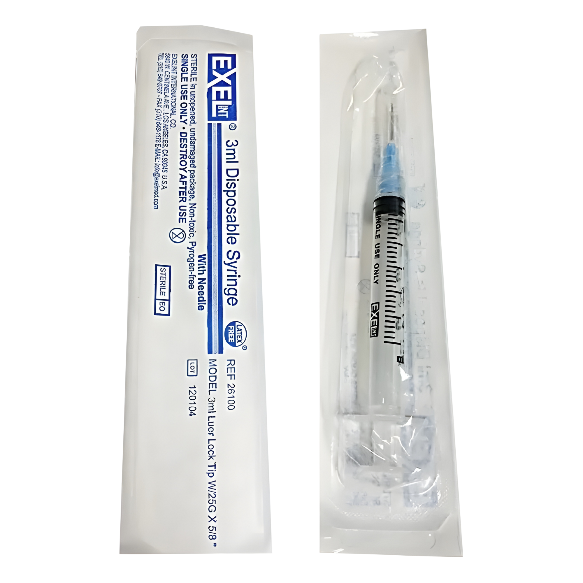 3mL Syringe 25G x 5/8" Needle, Luer Lock