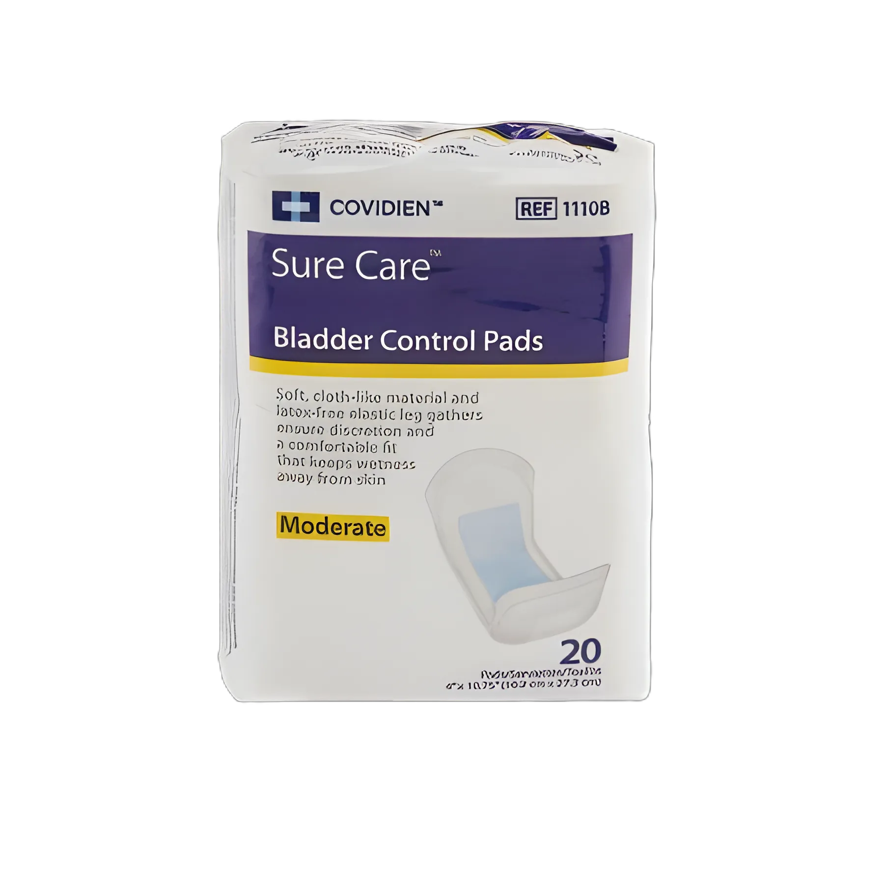 Bladder Control Pad Sure Care™ 4 X 10-3/4 Inch Moderate Absorbency Polymer Core One Size Fits Most