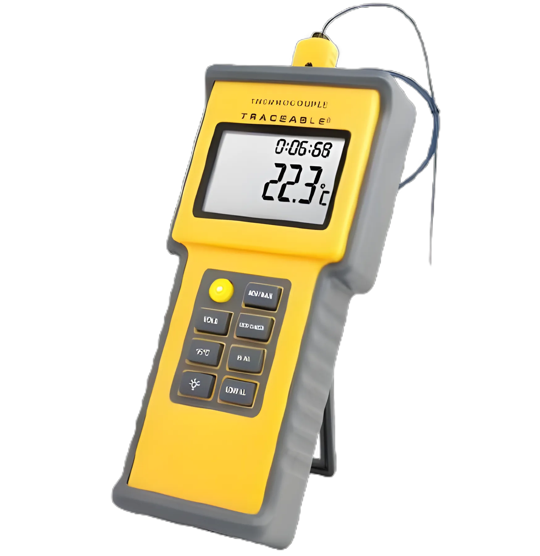Digital Total-Range Thermometer with Alarm Fisherbrand™ Traceable® Fahrenheit / Celsius -328° to +2498°F (-200° to +1370°C) Type K Beaded Probe Flip-out Stand Battery Operated