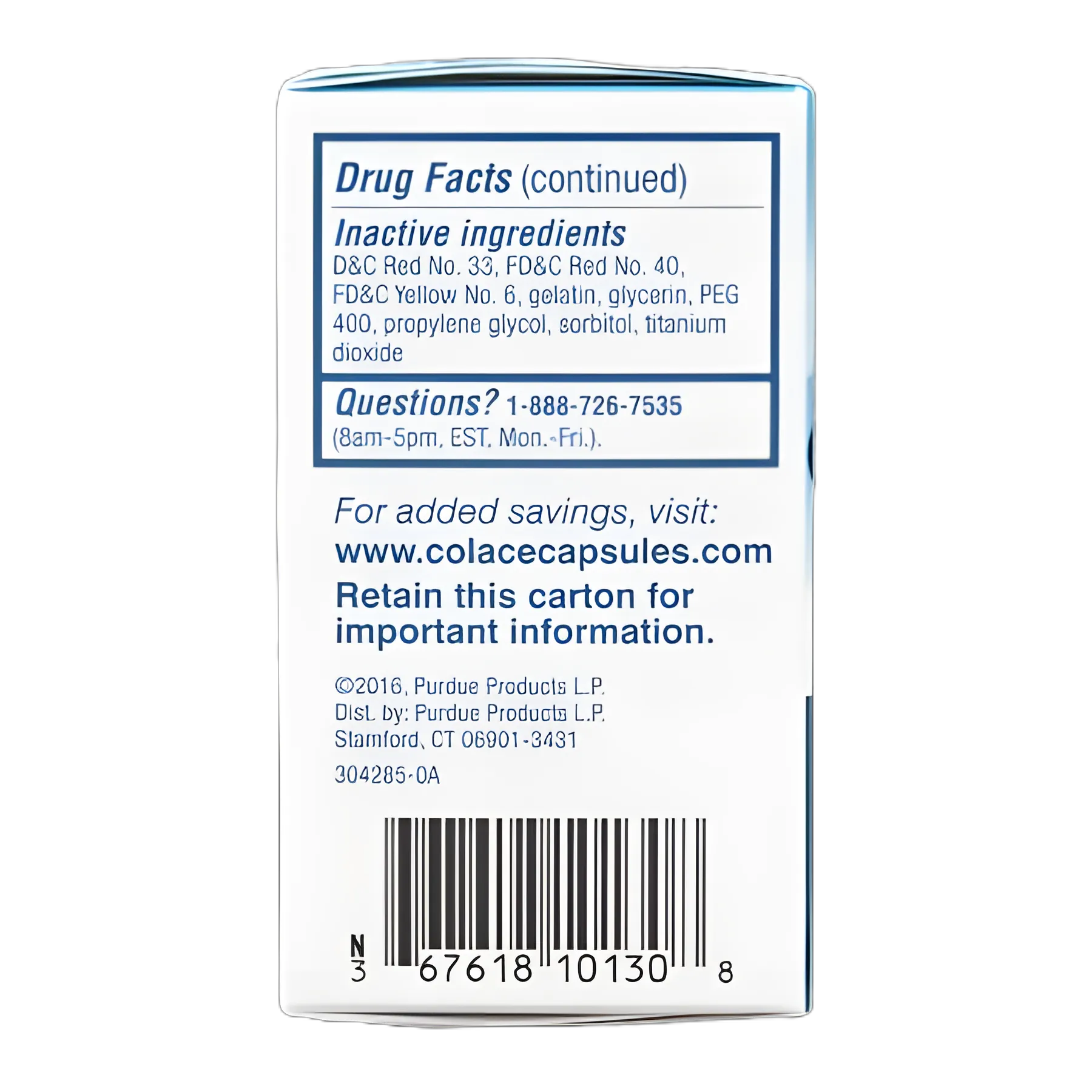 Stool Softener Colace® Capsule 30 per Box 100 mg Strength Docusate Sodium