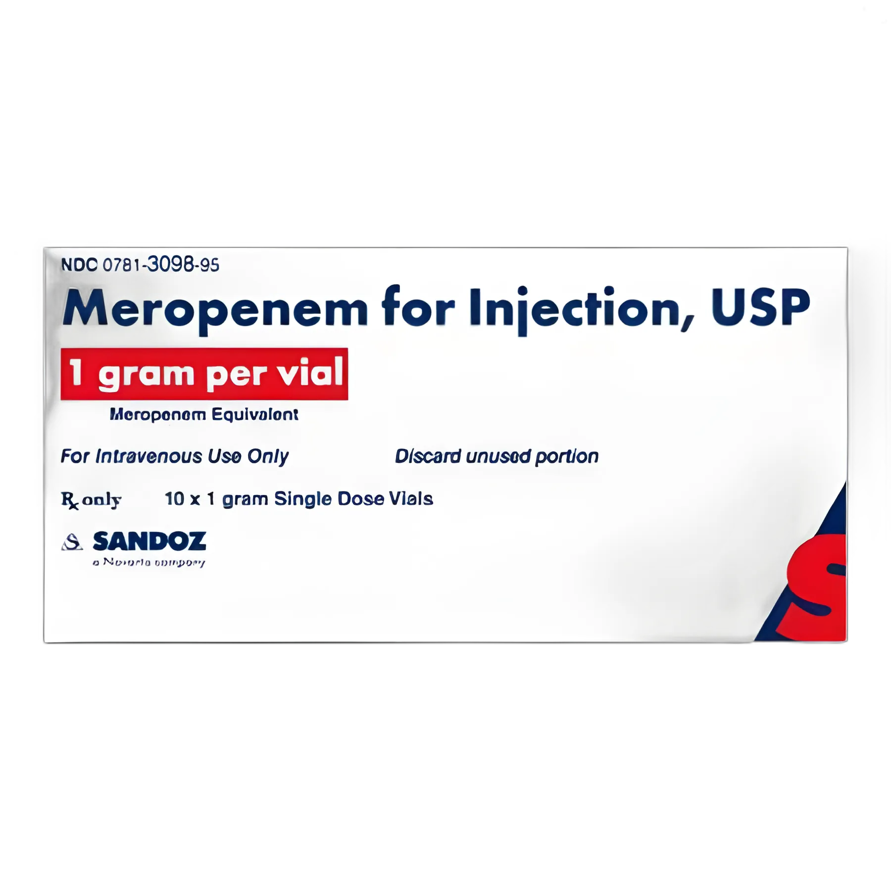 Meropenem 1g Injection Vial by Sandoz - Single-Use Antibiotic