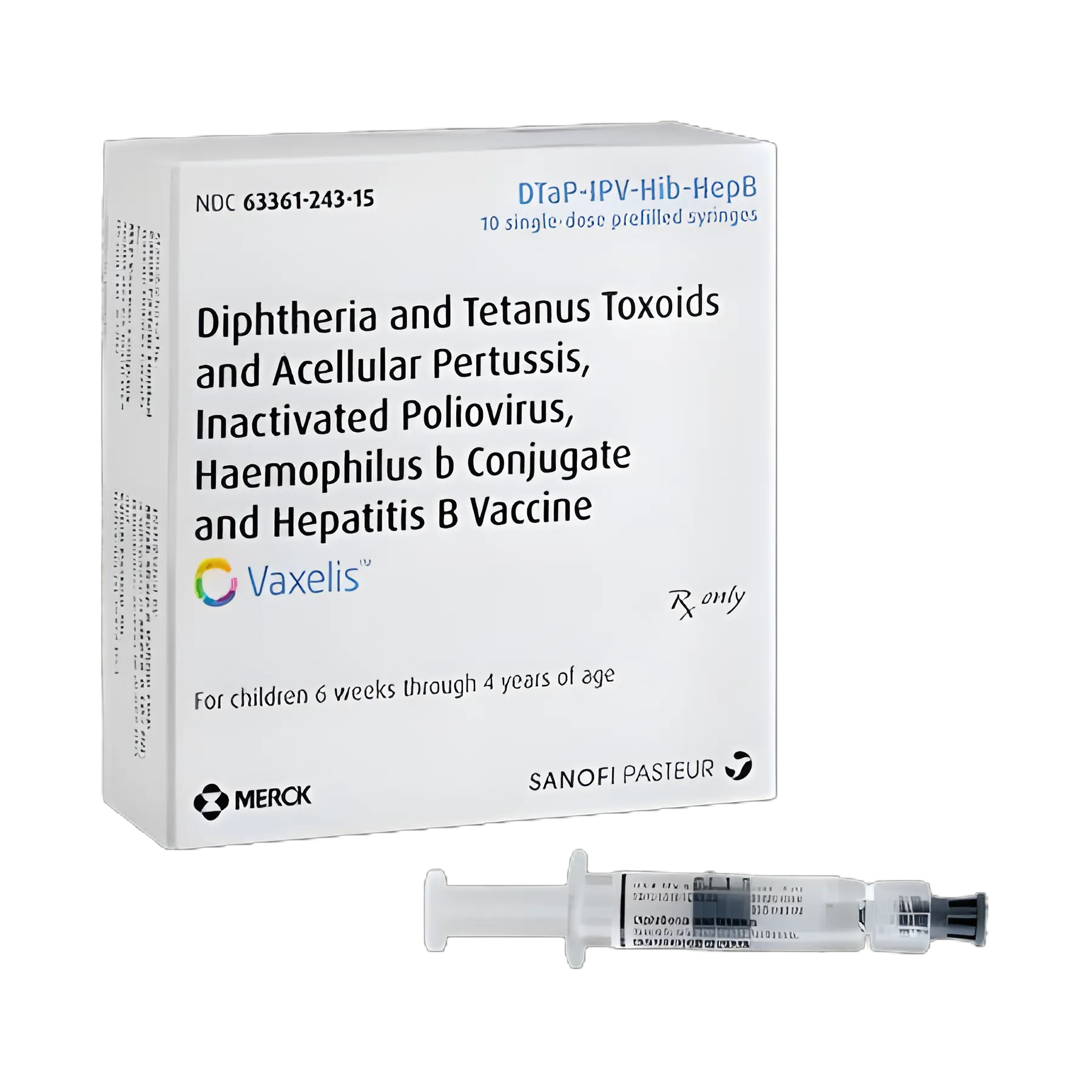 Vaxelis™ DTaP, Polio, Hib, and Hepatitis B Vaccine Indicated for People 6 Weeks Through 4 Years of Age Diphtheria and Tetanus Toxoids and Acellular Pertussis, Inactivated Poliovirus, Haemophilus b Conjugate and Hepatitis B Vaccine Injection Prefilled Syringe 0.5 mL