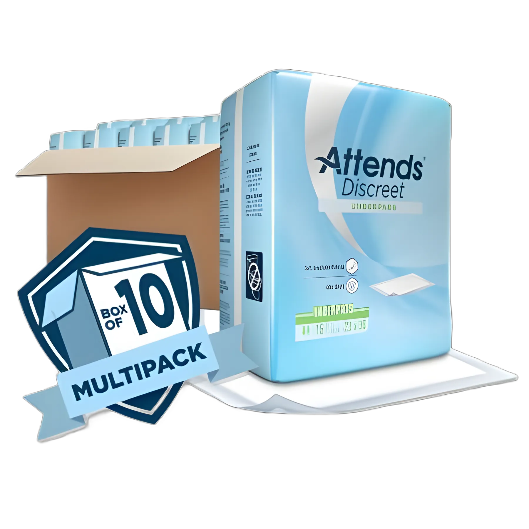 Disposable Underpad Attends® Discreet 23 X 36 Inch Polymer Light Absorbency