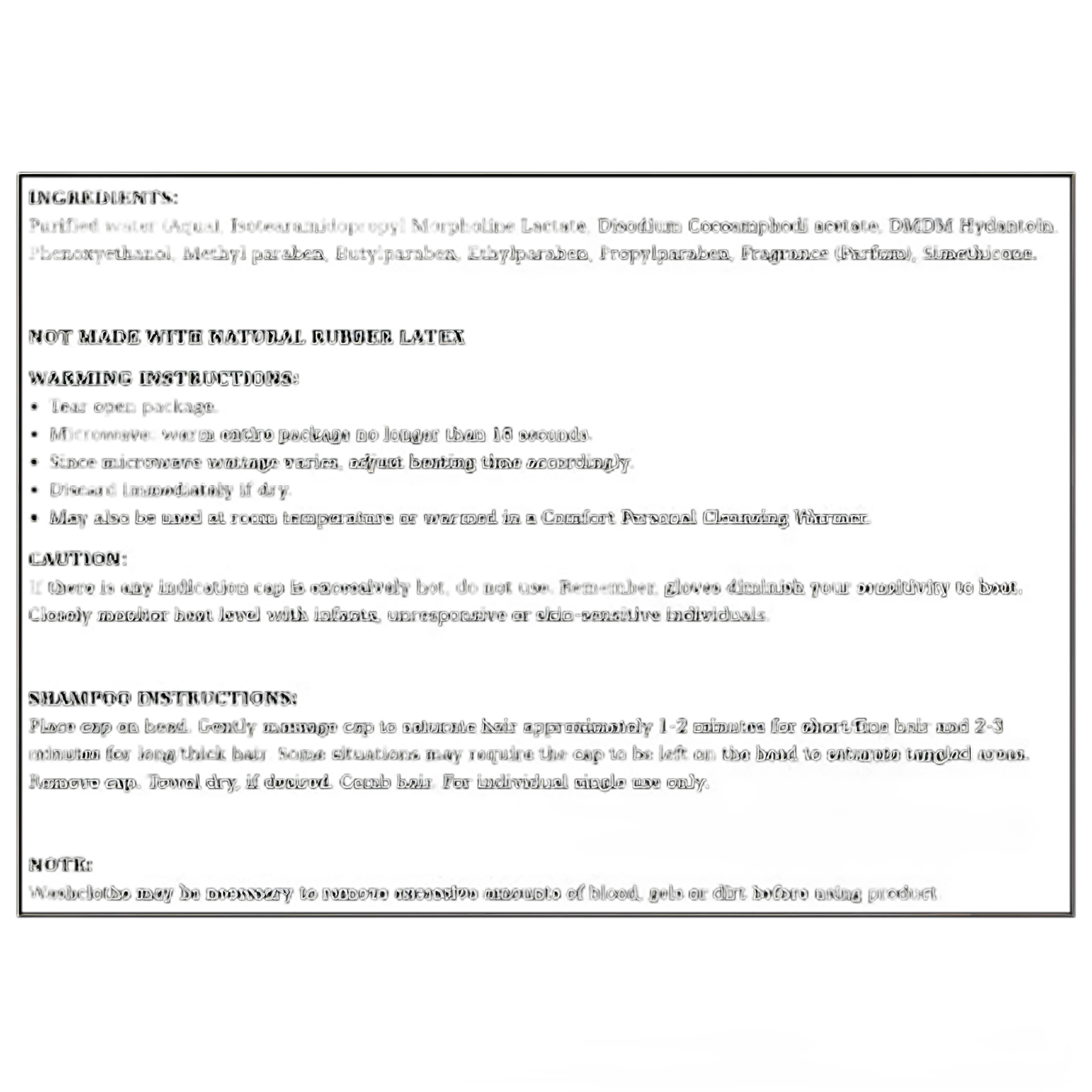 Shampoo Cap Comfort® 1 per Pack Individual Packet Powder Scent