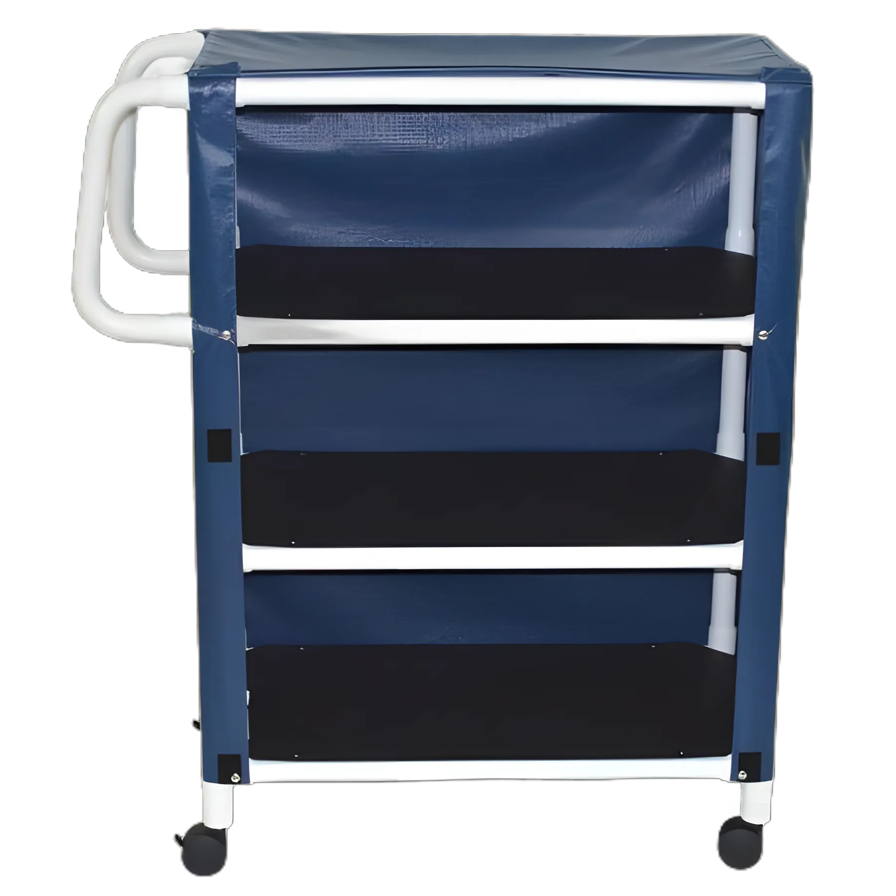 Linen Cart with Cover 3 Shelves 100 lbs. per Shelf Weight Capacity PVC 3 Inch Twin Casters - 332-3C