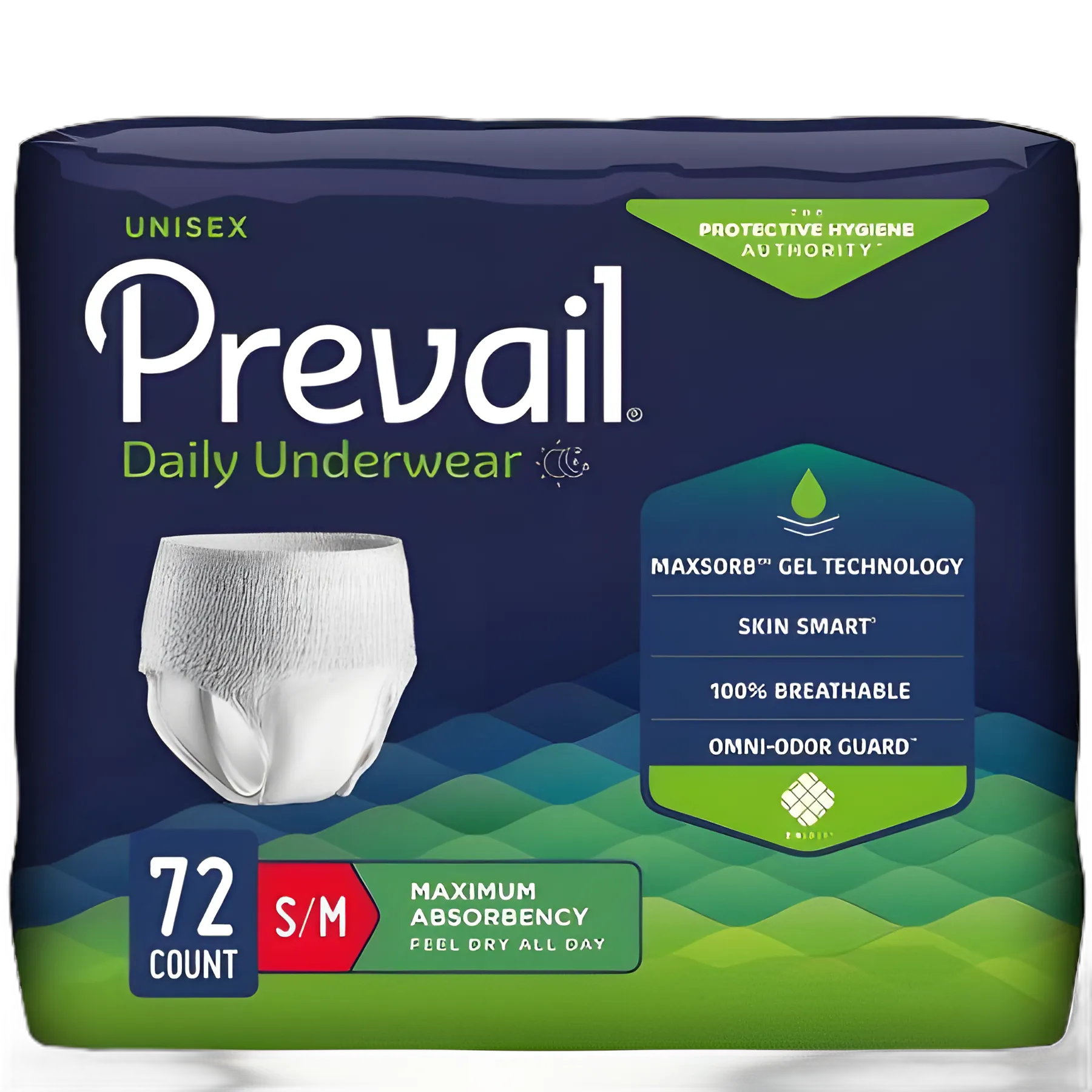 Unisex Adult Absorbent Underwear Prevail® Pull On with Tear Away Seams Small / Medium Disposable Heavy Absorbency