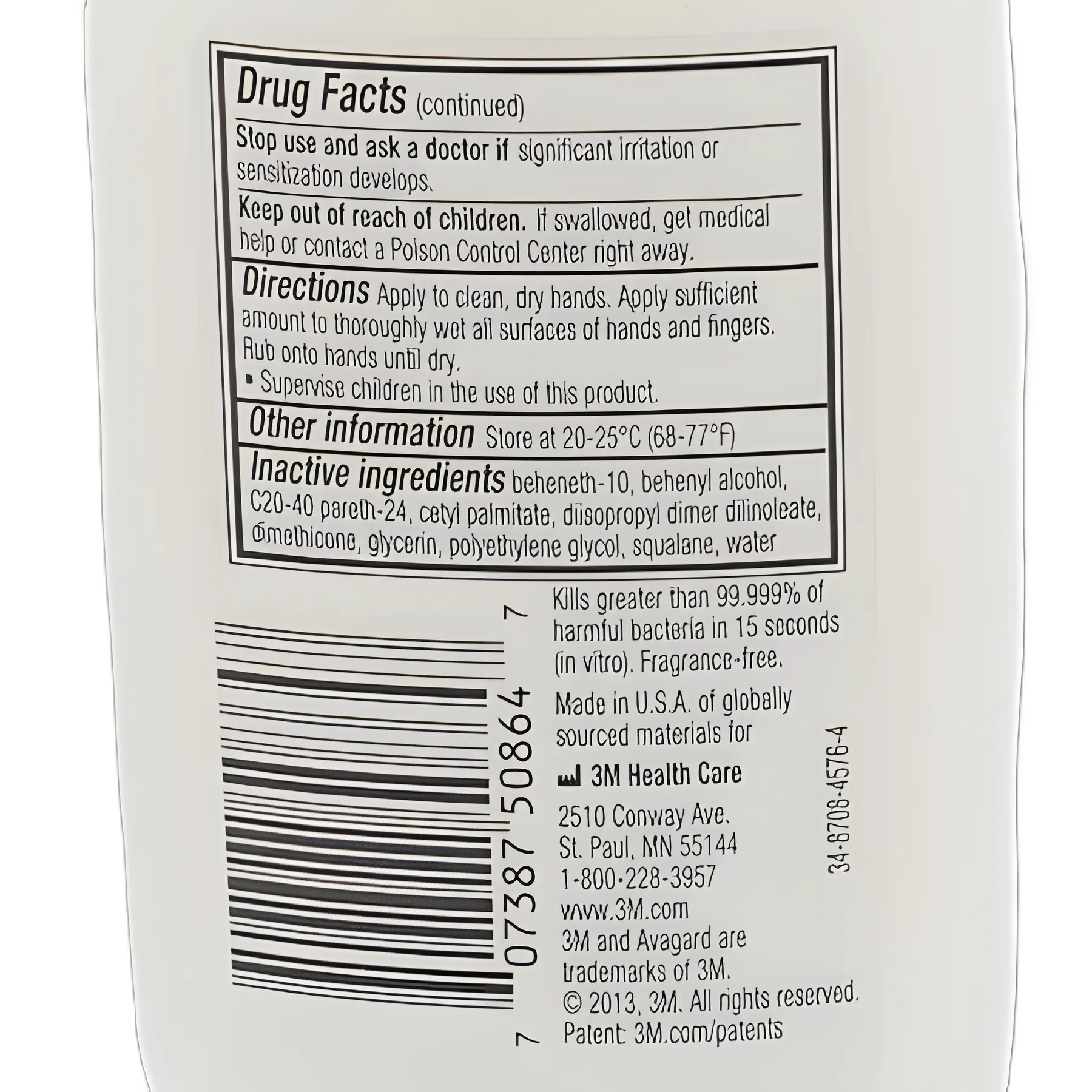 Hand Sanitizer 3M™ Avagard™ D 3 oz. Ethyl Alcohol Gel Bottle