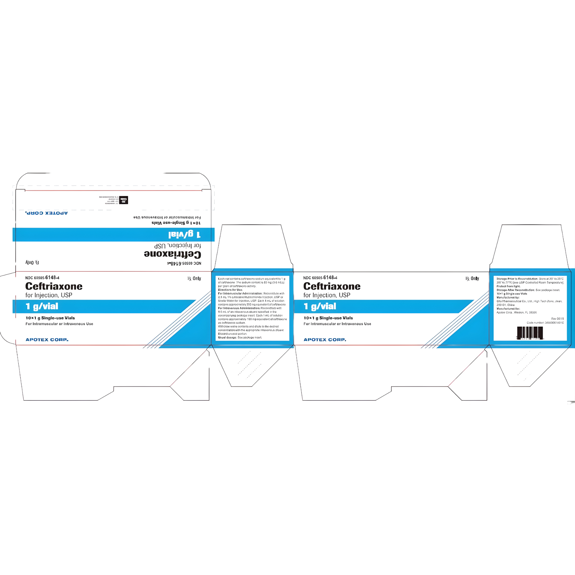 CEFTRIAXONE 1 GM SDV 10 (10/BX)