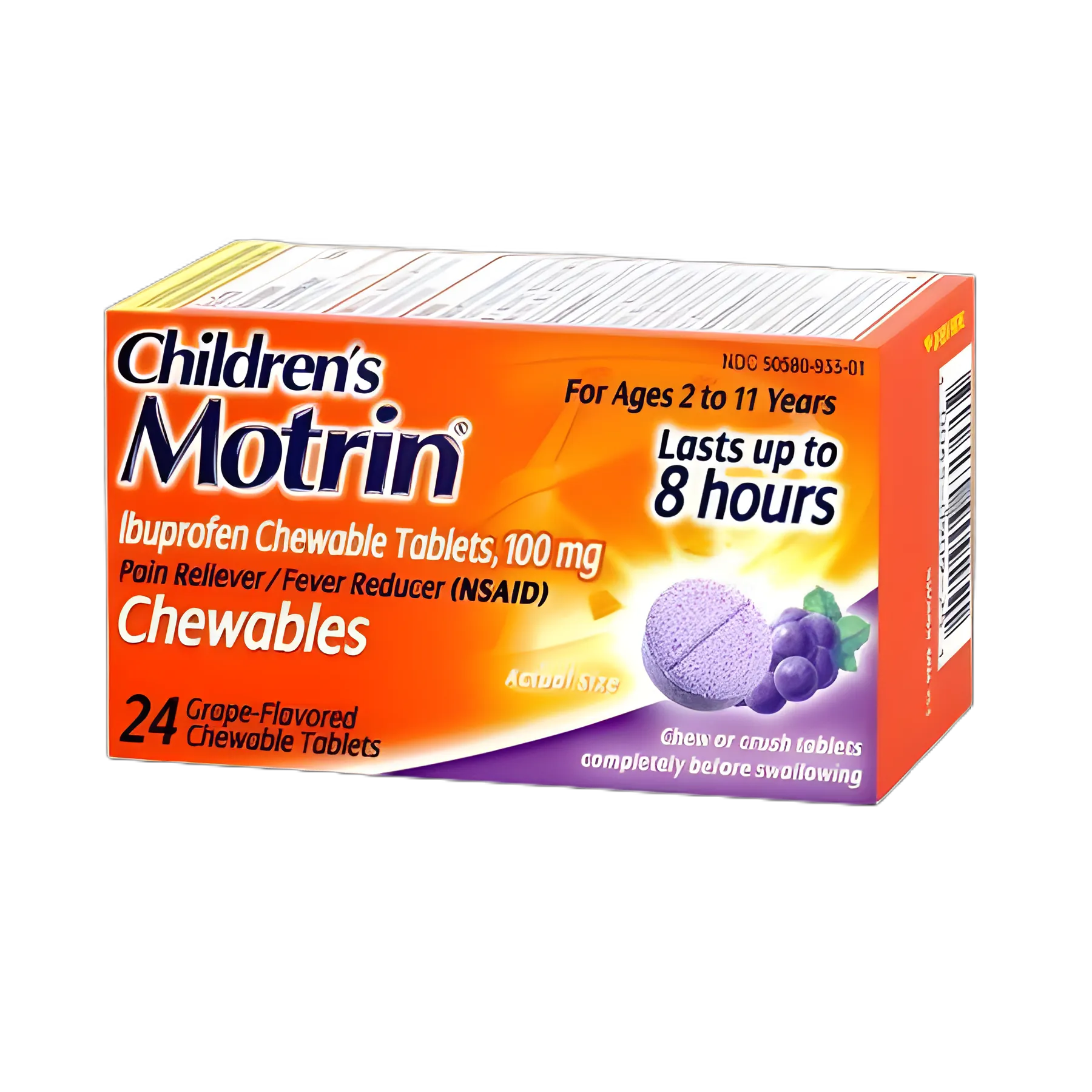 Children's Pain Relief MOTRIN® 100 mg Strength Ibuprofen Chewable Tablet 24 Per Bottle