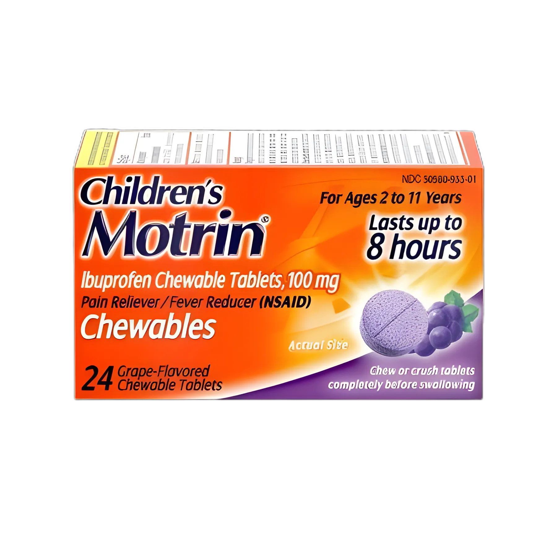 Children's Pain Relief MOTRIN® 100 mg Strength Ibuprofen Chewable Tablet 24 Per Bottle