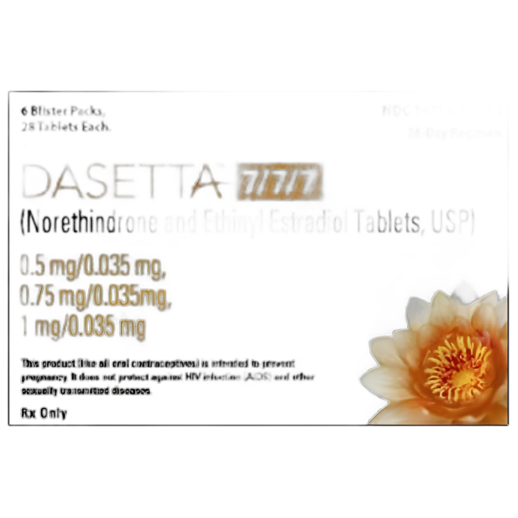 Dasetta 7/7/7™ Norethindrone / Ethinyl Estradiol 0.5 mg - 0.035 mg Tablet Blister Pack 168 Tablets