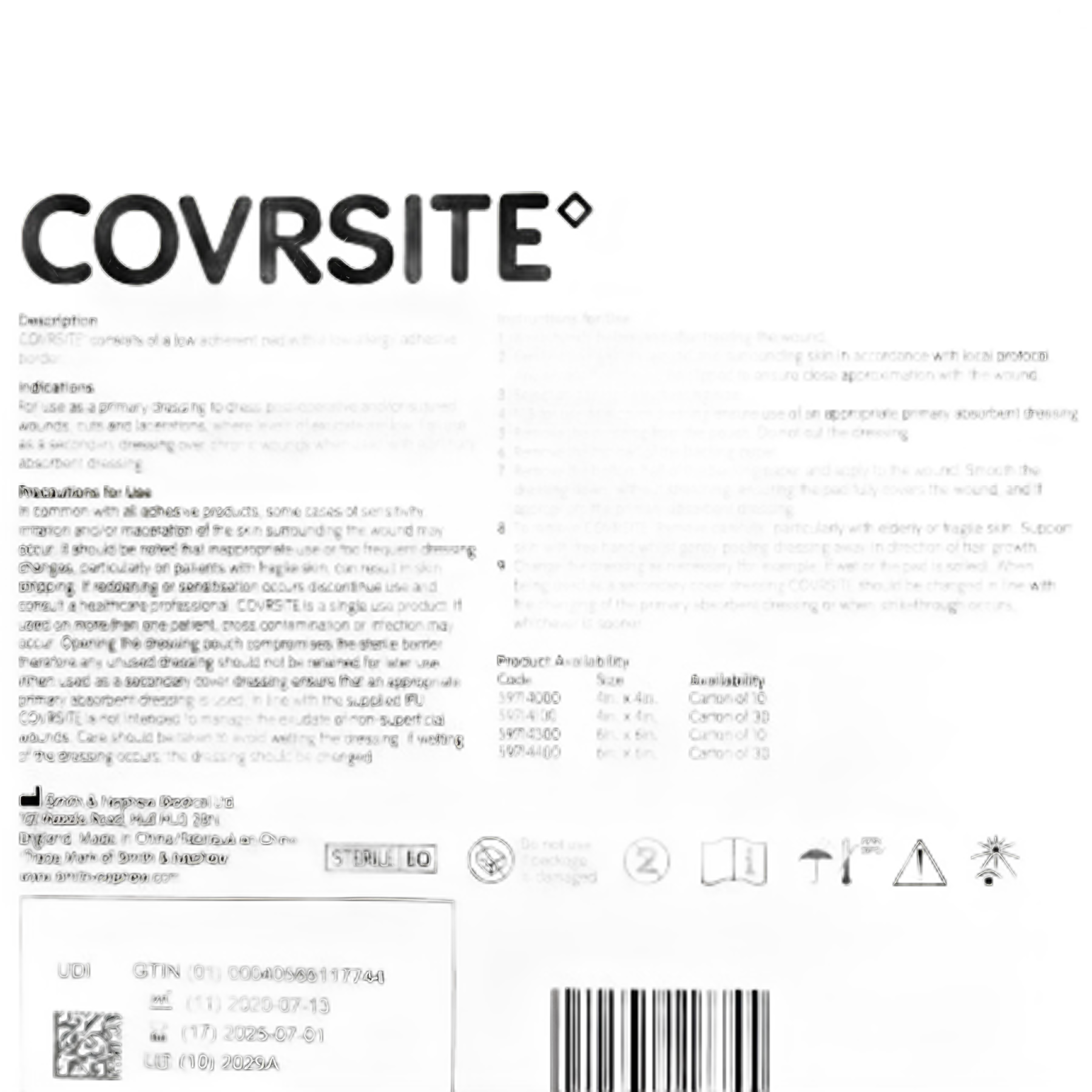 Composite Dressing Covrsite 6 X 6 Inch Square NonSterile