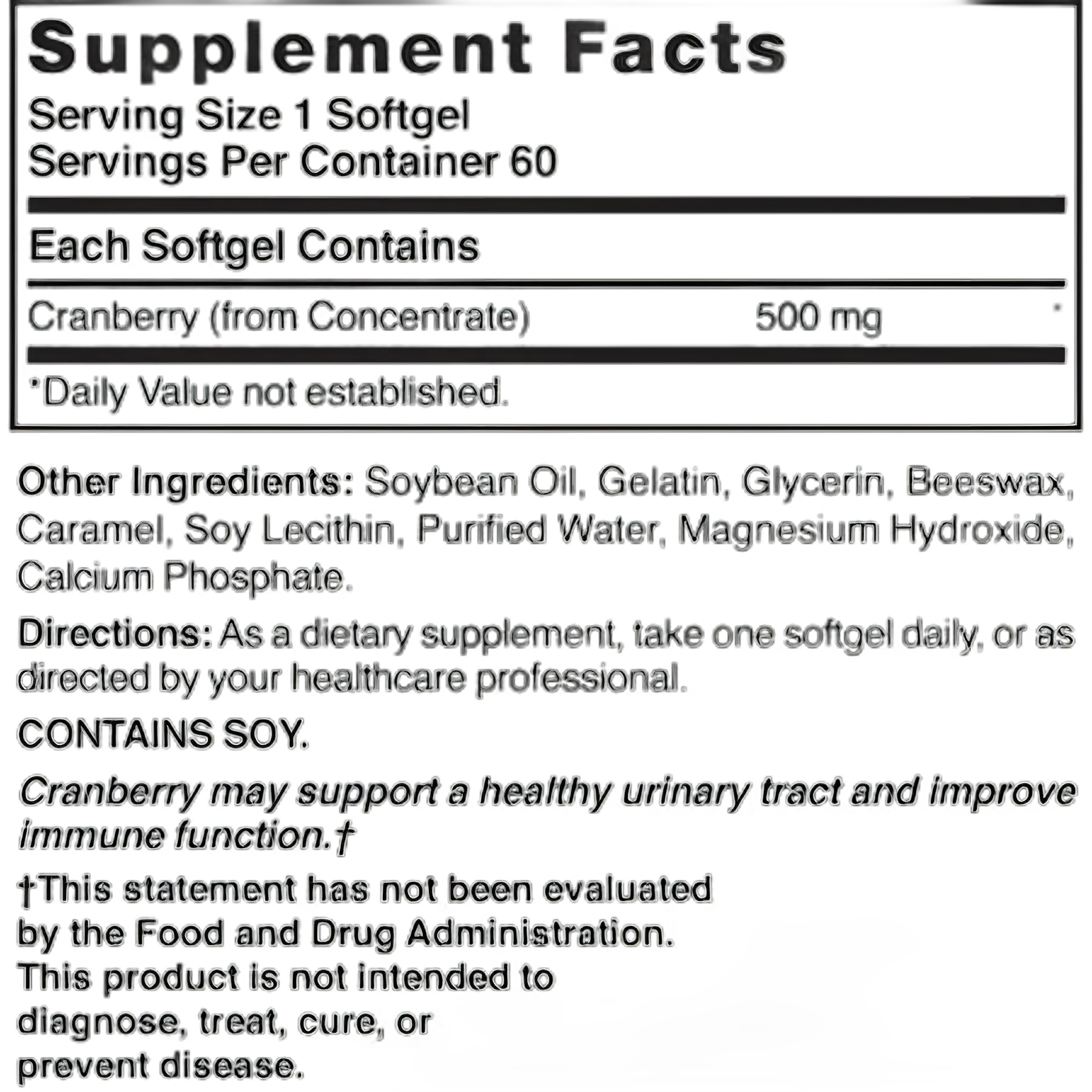 Herbal Supplement Nature's Blend Cranberry Concentrate 500 mg Strength Softgel 60 per Bottle Cranberry Flavor